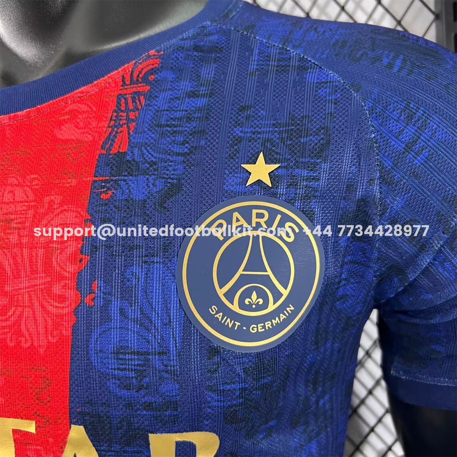 Unitedfootballkit.com | Paris Saint-Germain PSG 25-26 Red Slash Blue Special Jersey - Player Version -Customize Name, Number and Patch | Worldwide Shipping