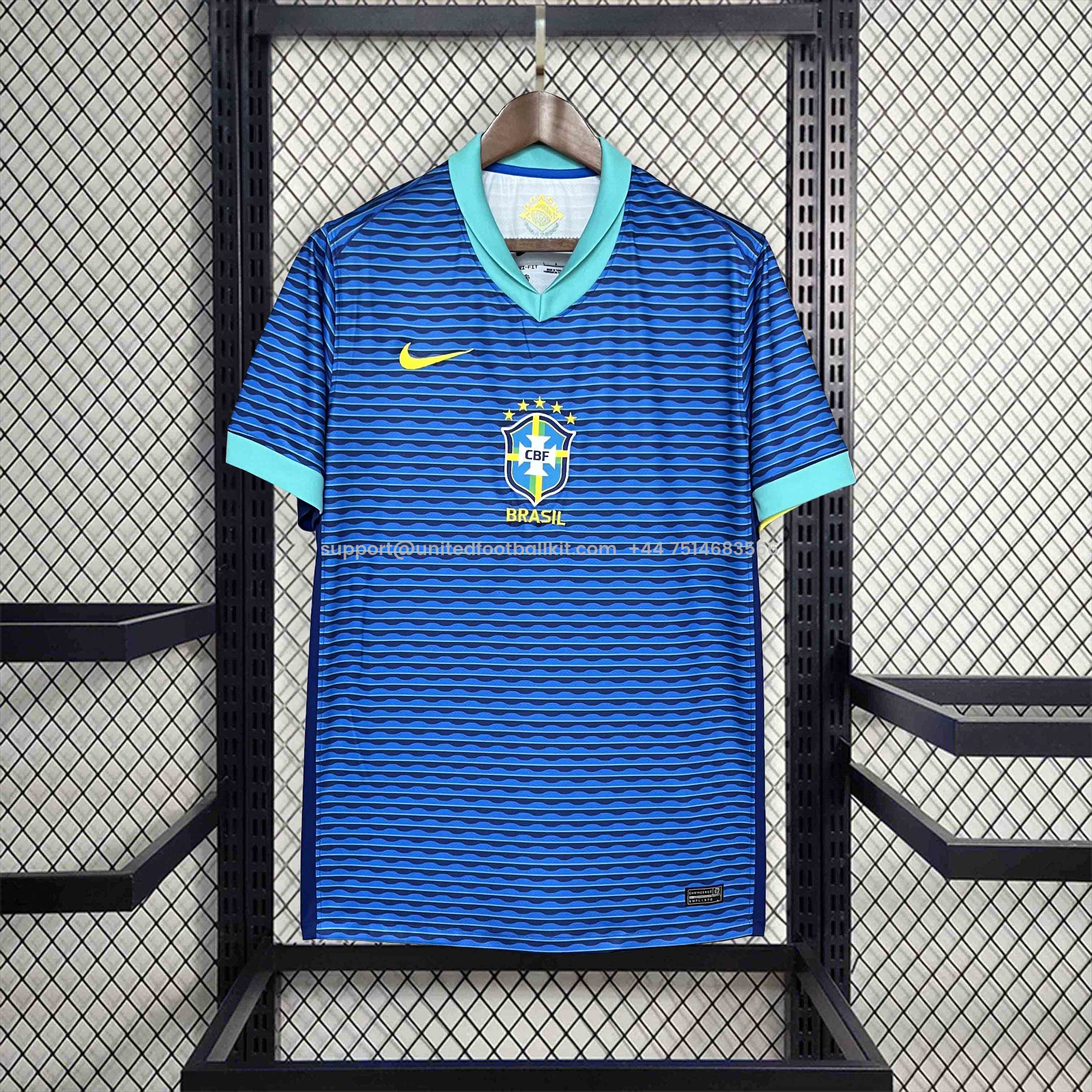 Unitedfootballkit.com | Brazil 2024 Away Stadium Jersey - Fans Version -Customize Name, Number and Patch | Worldwide Shipping