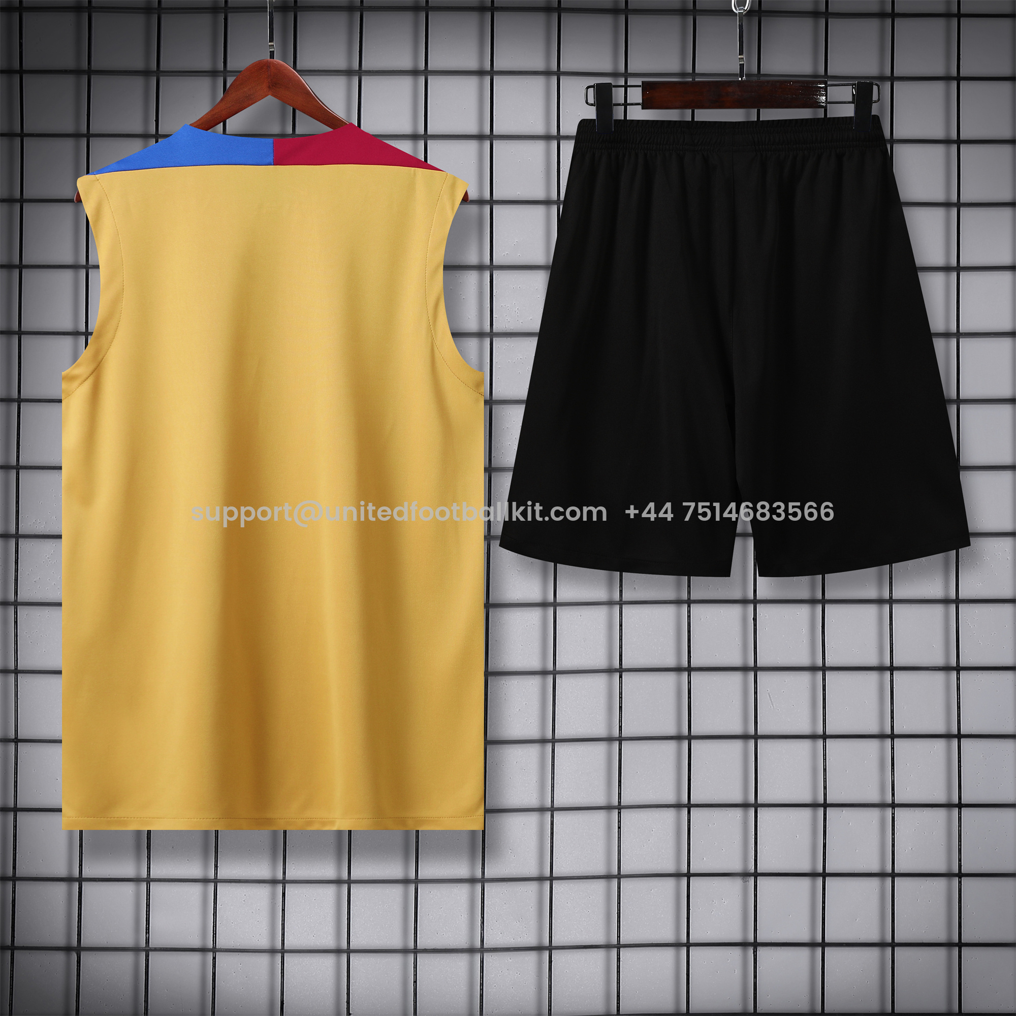 Unitedfootballkit.com | Barcelona 24-25 Training Vest Suit - Gold -Customize Name, Number and Patch | Worldwide Shipping