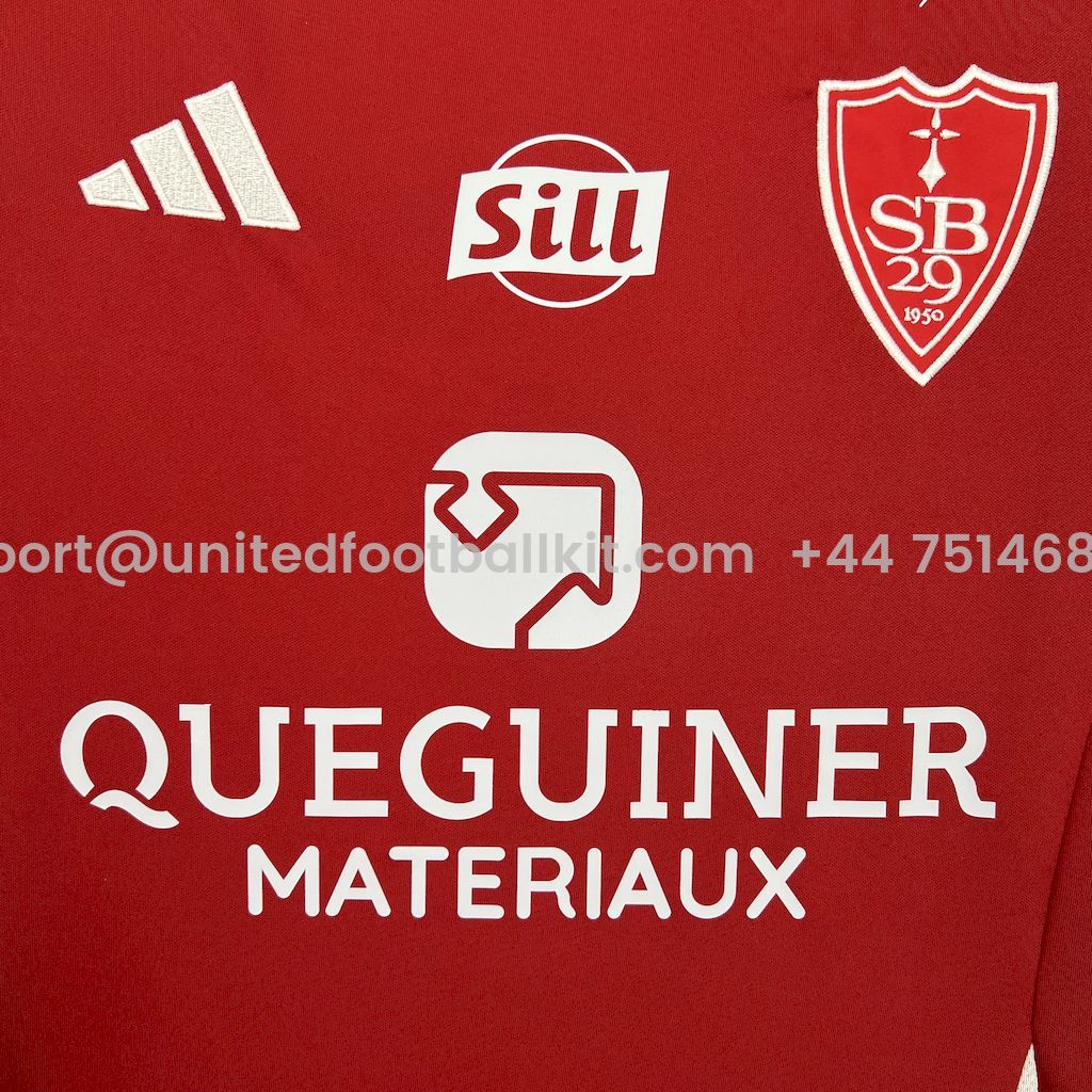 Unitedfootballkit.com | Stade Brestois 24-25 Home Jersey - Fans Version -Customize Name, Number and Patch | Worldwide Shipping