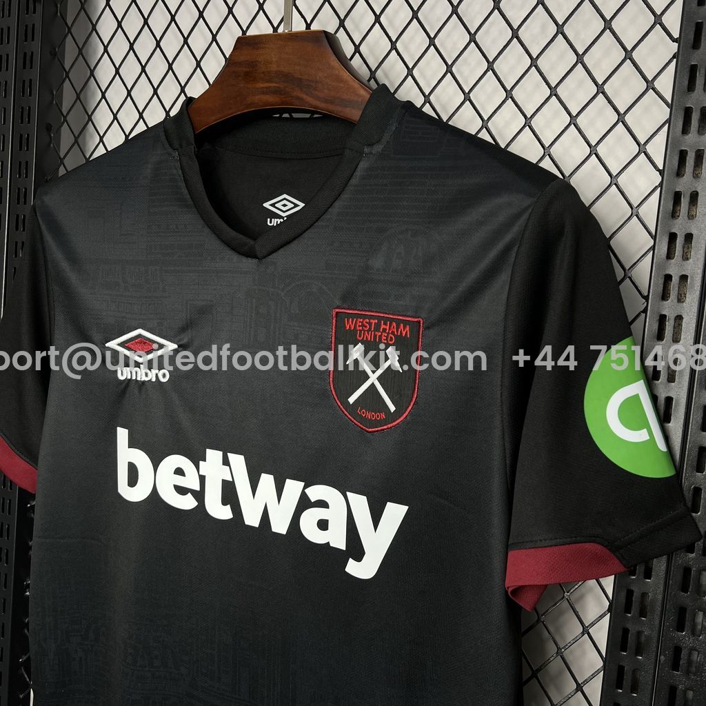 Unitedfootballkit.com | West Ham United 24-25 Away Jersey - Fans Version -Customize Name, Number and Patch | Worldwide Shipping
