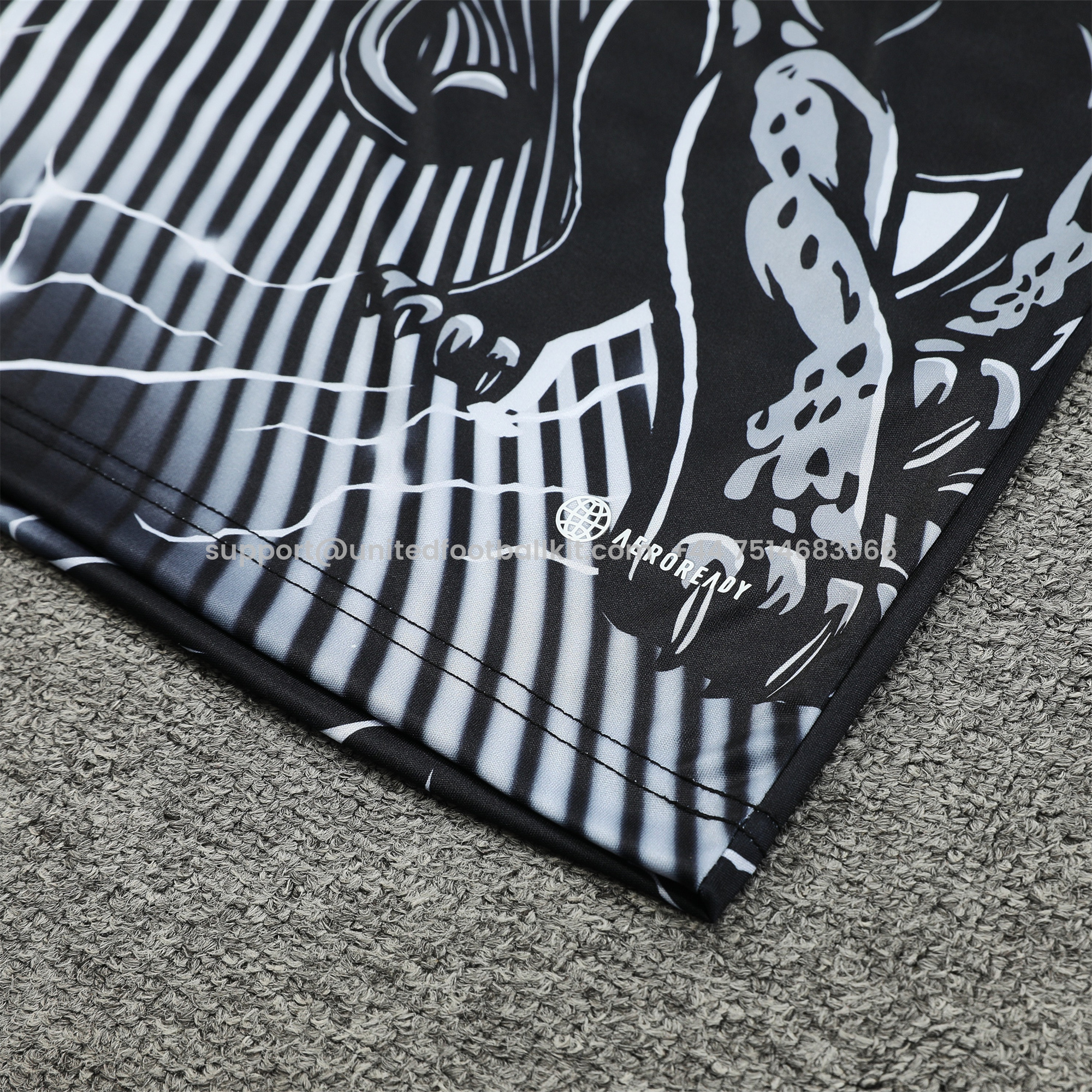 Unitedfootballkit.com | Real Madrid 24-25 Short-Sleeve Training Set - White Leopard Top & Black Shorts -Customize Name, Number and Patch | Worldwide Shipping