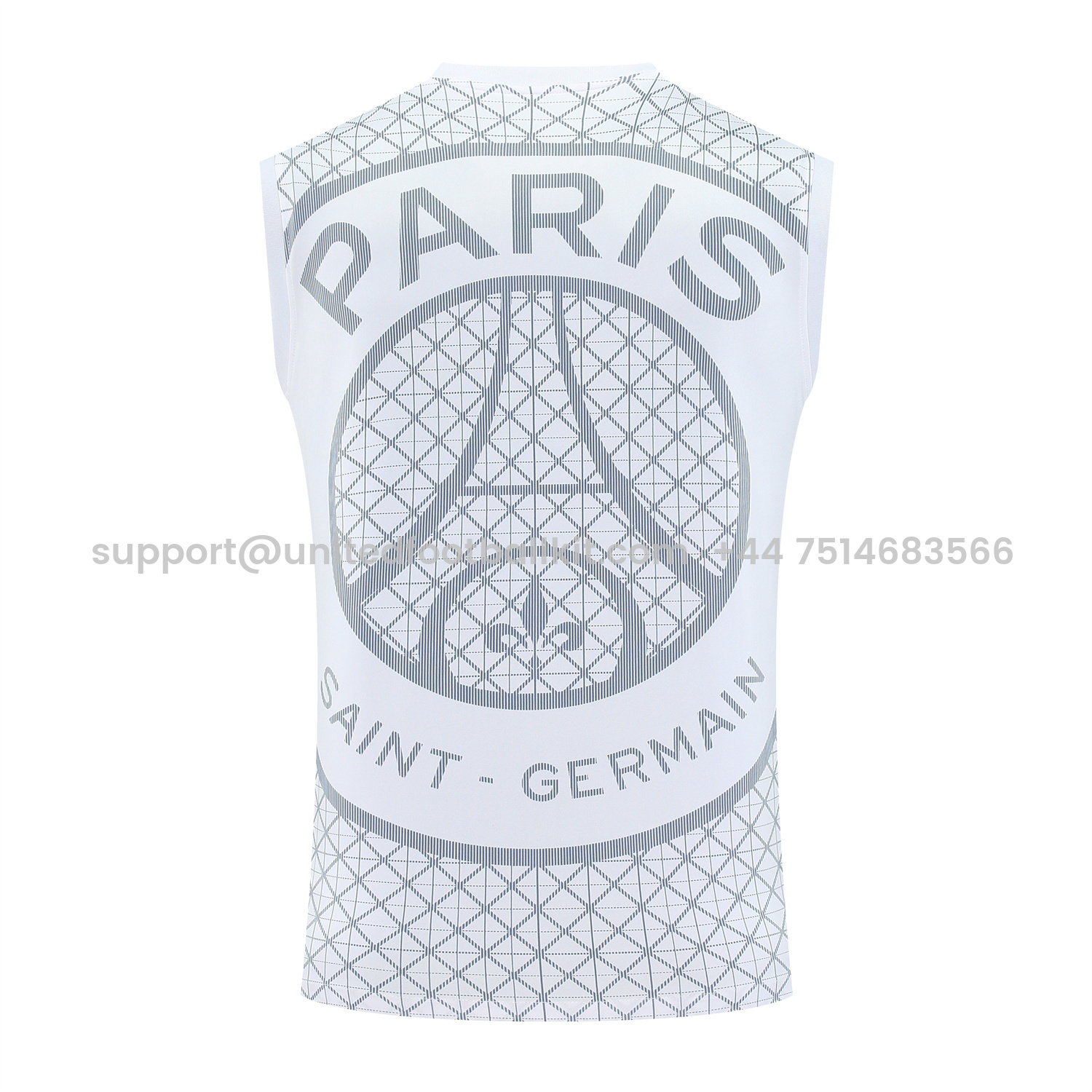 Unitedfootballkit.com | Paris Saint-Germain PSG 25-26 Vest Training Set - White Vest & Deep Blue Shorts -Customize Name, Number and Patch | Worldwide Shipping