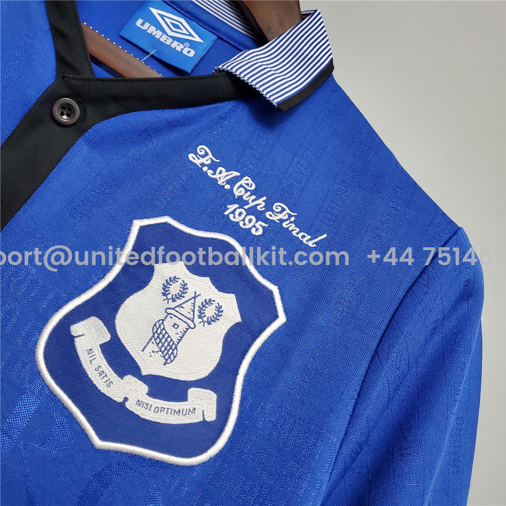 Unitedfootballkit.com | Retro Everton 1995 FA Cup Final Jersey -Customize Name, Number and Patch | Worldwide Shipping