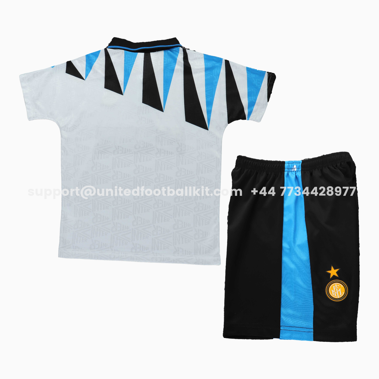 Unitedfootballkit.com | Retro Inter Milan 1992-93 Away Kids Kit -Customize Name, Number and Patch | Worldwide Shipping