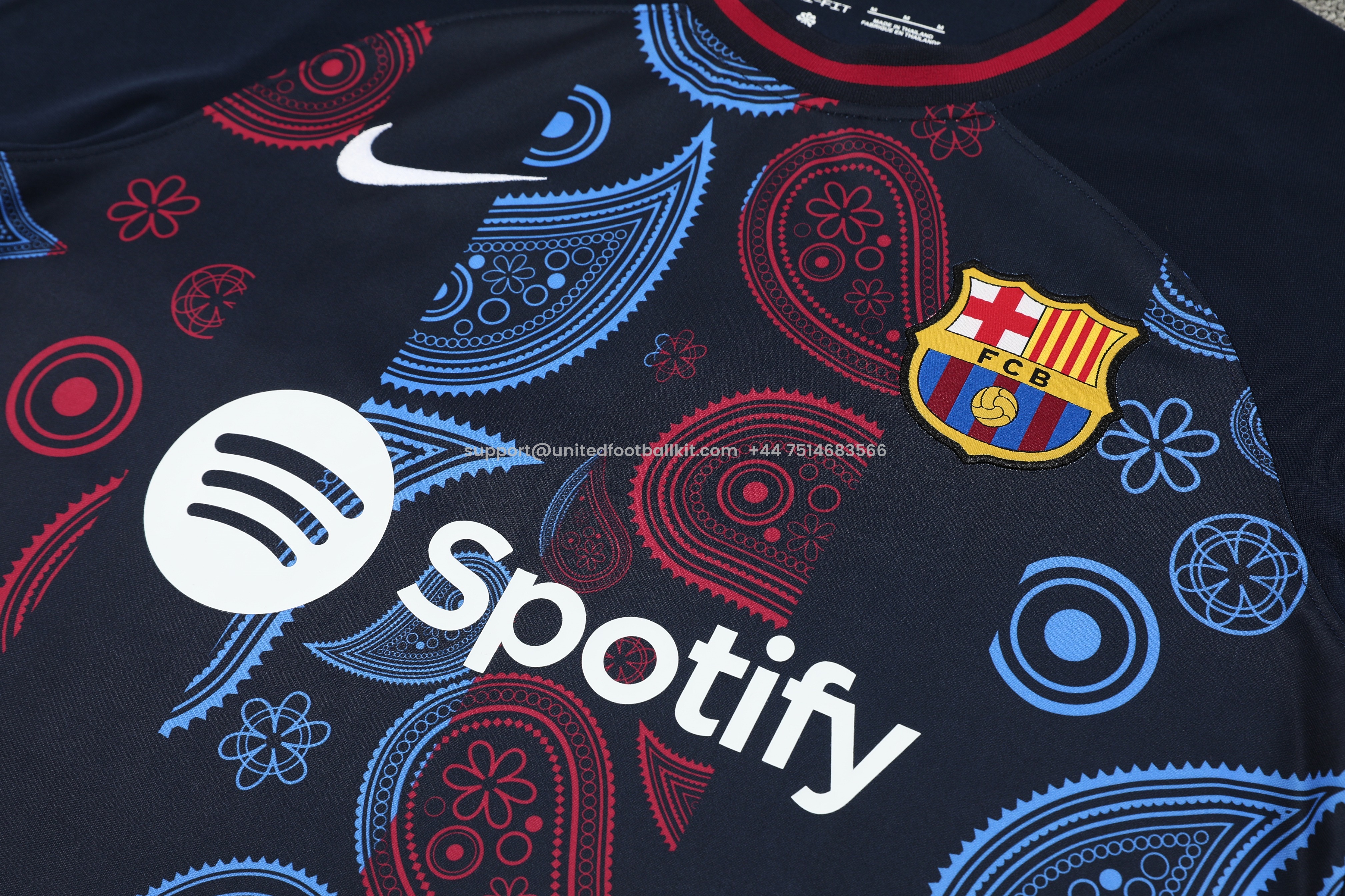 Unitedfootballkit.com | Barcelona 24-25 Short-Sleeve Training Set - Blue with Pattern -Customize Name, Number and Patch | Worldwide Shipping