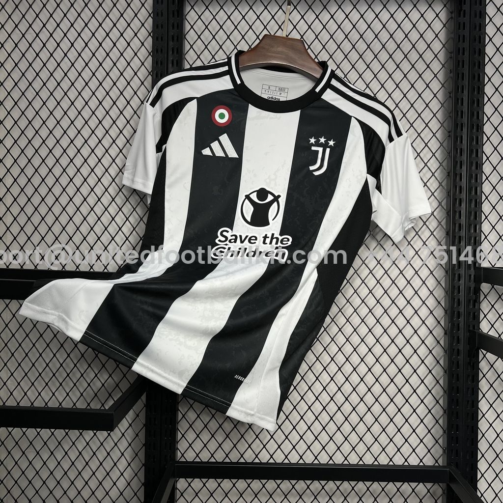 Unitedfootballkit.com | Juventus 24-25 Home Stadium Jersey With Chest Patch - Fans Version -Customize Name, Number and Patch | Worldwide Shipping
