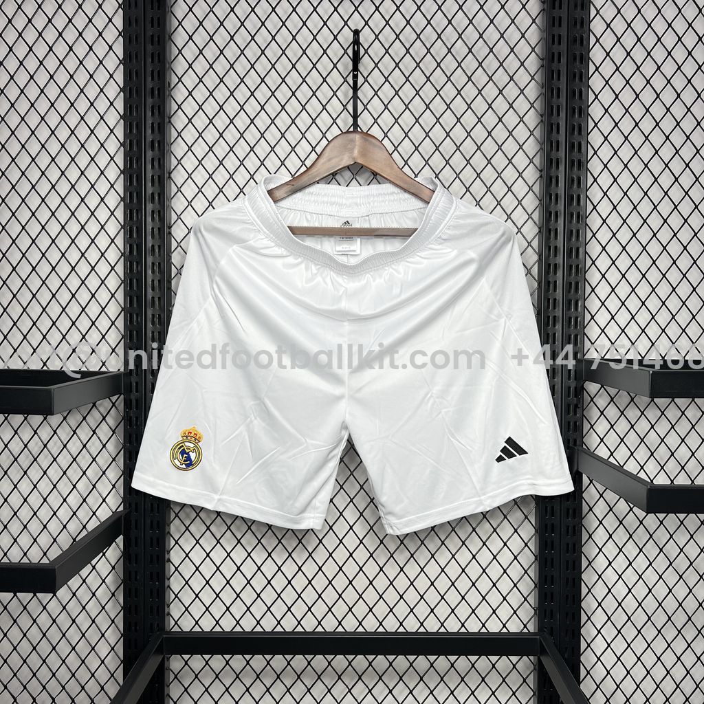 Unitedfootballkit.com | Real Madrid 24-25 Home Shorts - Fans Version -Customize Name, Number and Patch | Worldwide Shipping