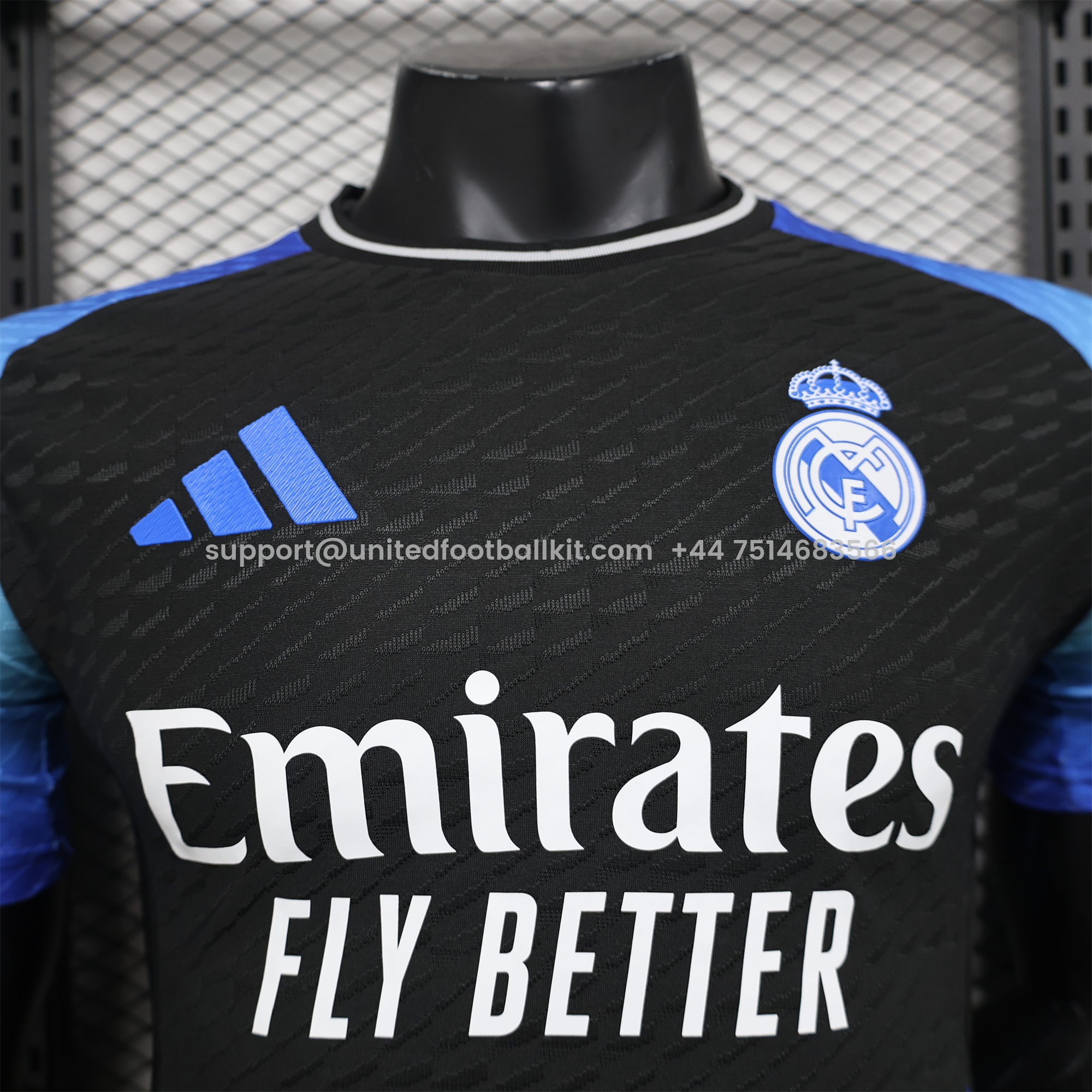 Unitedfootballkit.com | Real Madrid 24-25 Black Blue Special Edition Jersey - Player Version -Customize Name, Number and Patch | Worldwide Shipping
