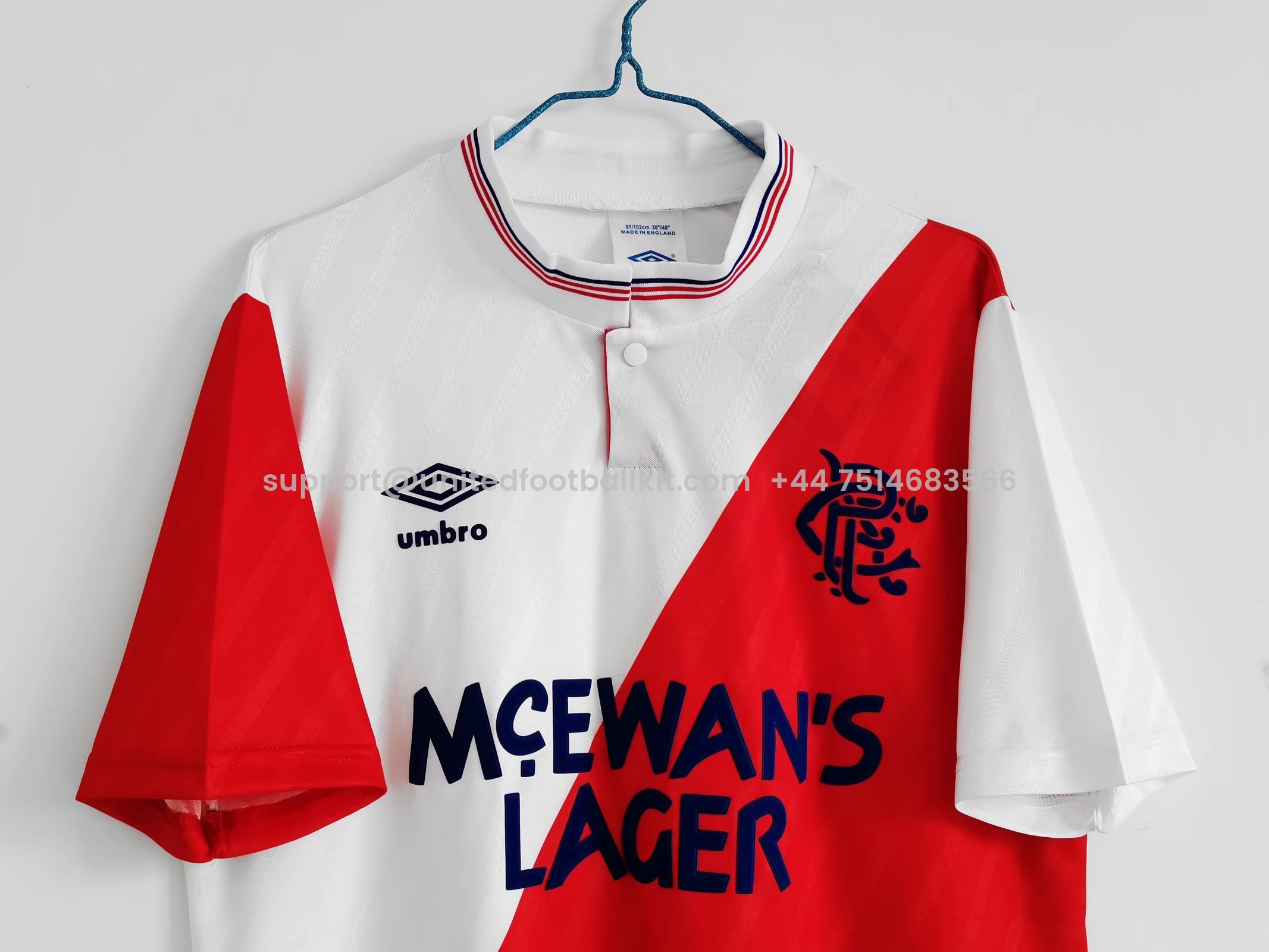 Unitedfootballkit.com | Retro Glasgow Rangers 1987-88 Away Stadium Jersey -Customize Name, Number and Patch | Worldwide Shipping