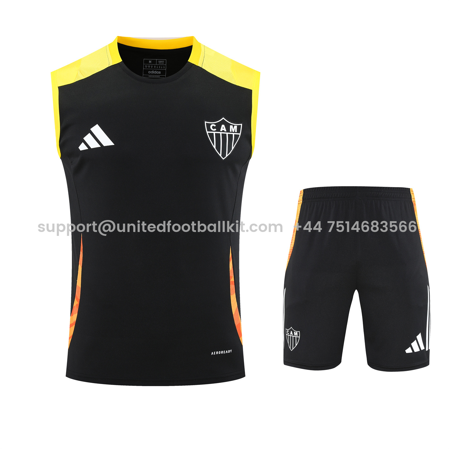 Unitedfootballkit.com | Atletico Mineiro 25-26 Vest Training Set - Black Vest With Black Shorts -Customize Name, Number and Patch | Worldwide Shipping