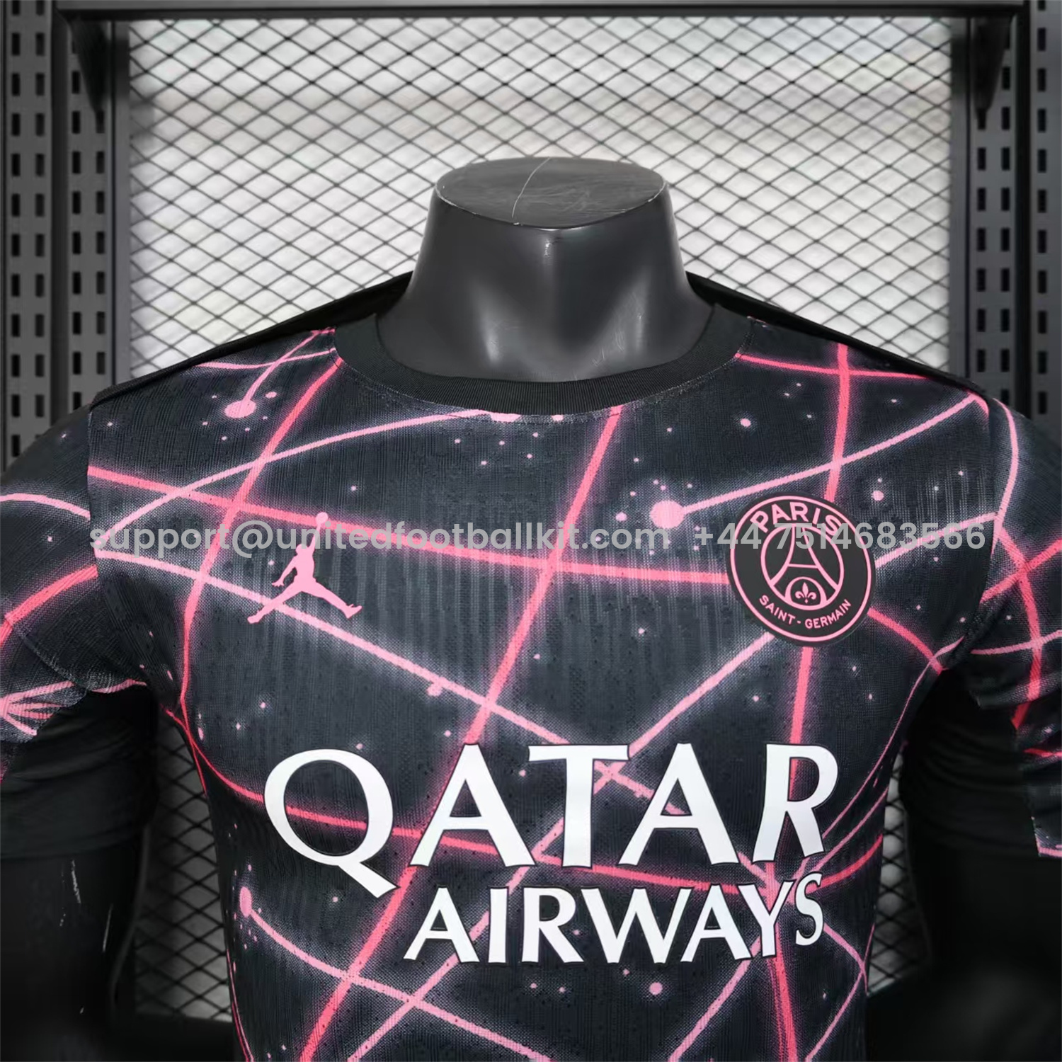 Unitedfootballkit.com | Paris Saint-Germain PSG 25-26 Pink Lines Jordan Black Special Jersey - Player Version -Customize Name, Number and Patch | Worldwide Shipping