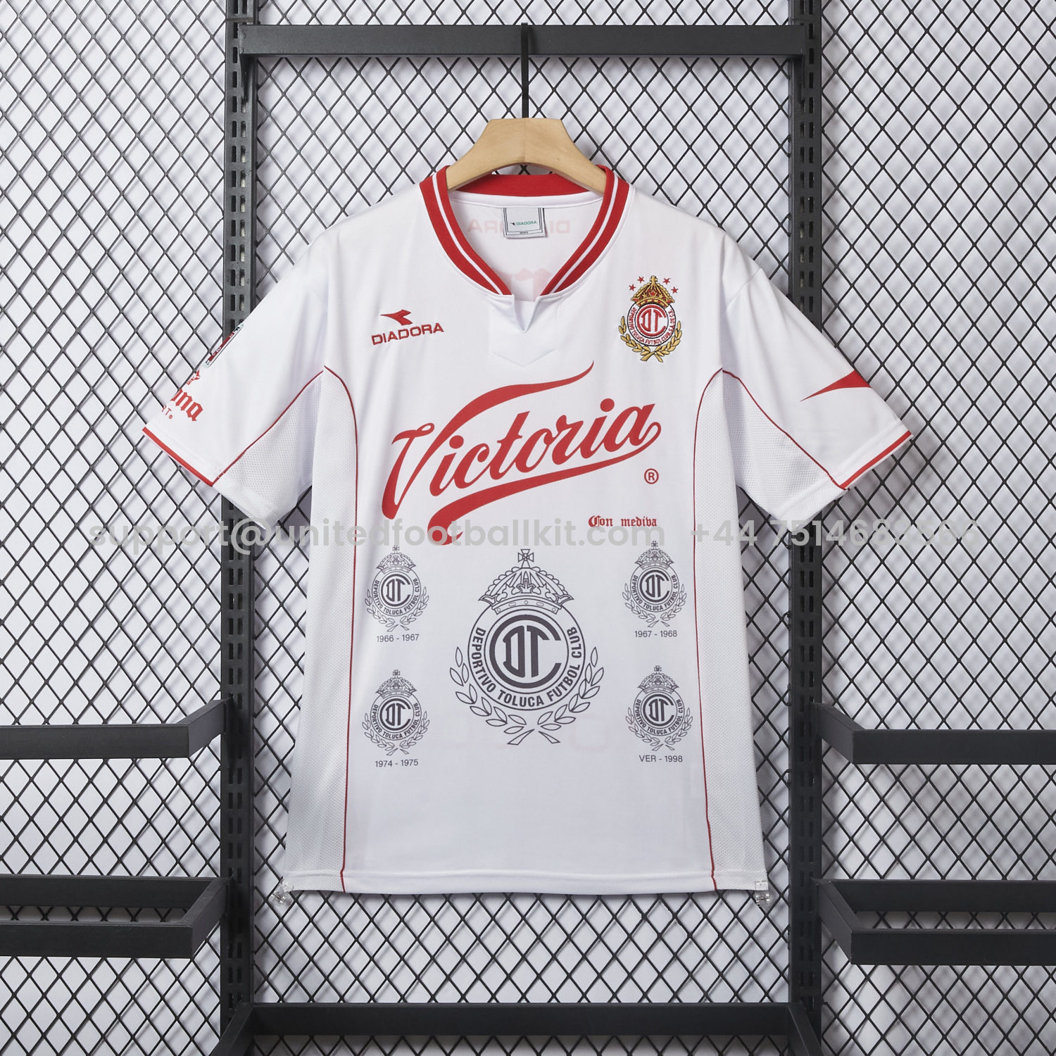 Unitedfootballkit.com | Retro Toluca 1998-99 Away White Jersey -Customize Name, Number and Patch | Worldwide Shipping