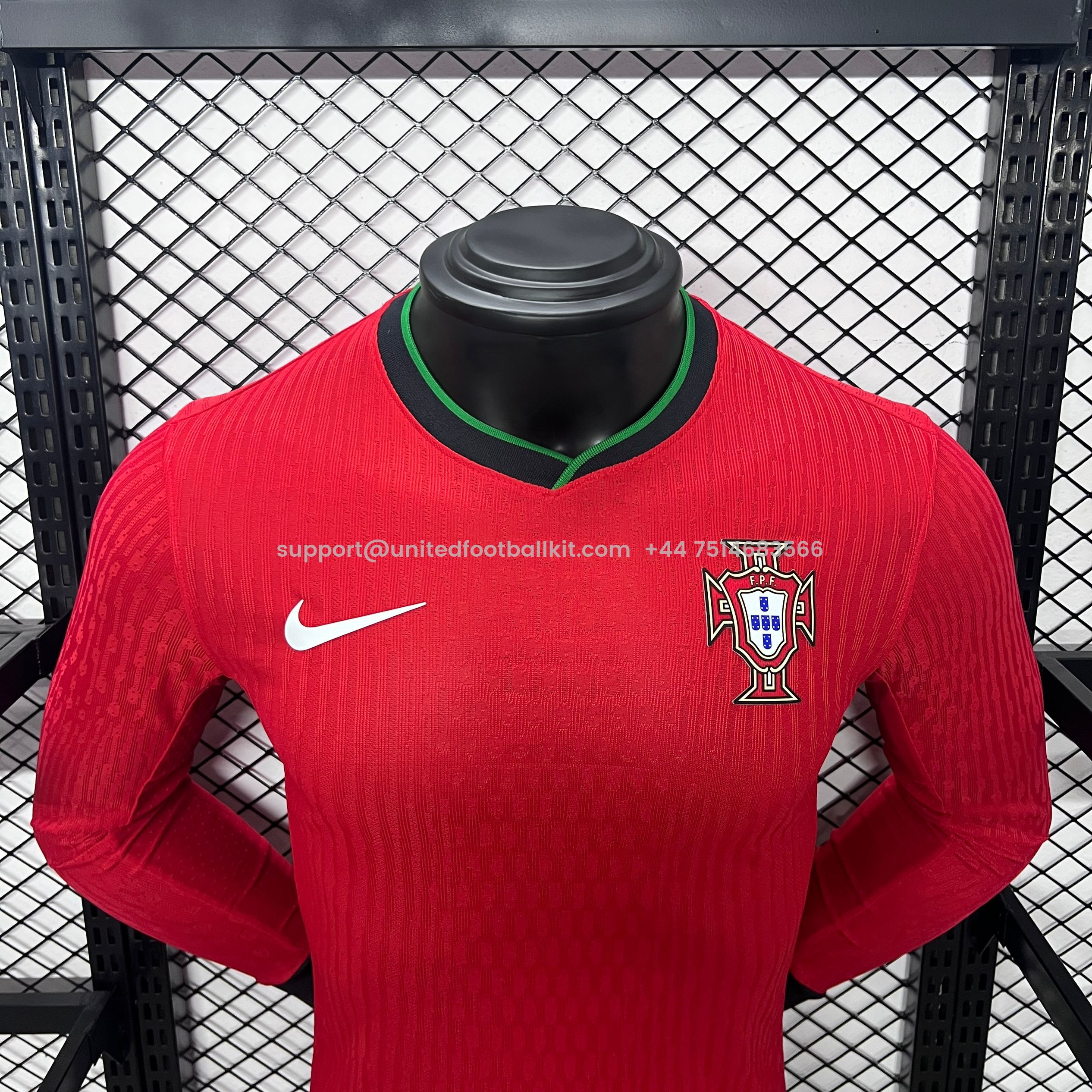 Unitedfootballkit.com | Portugal 2024 Home Stadium Long Sleeve Jersey - Player Version -Customize Name, Number and Patch | Worldwide Shipping