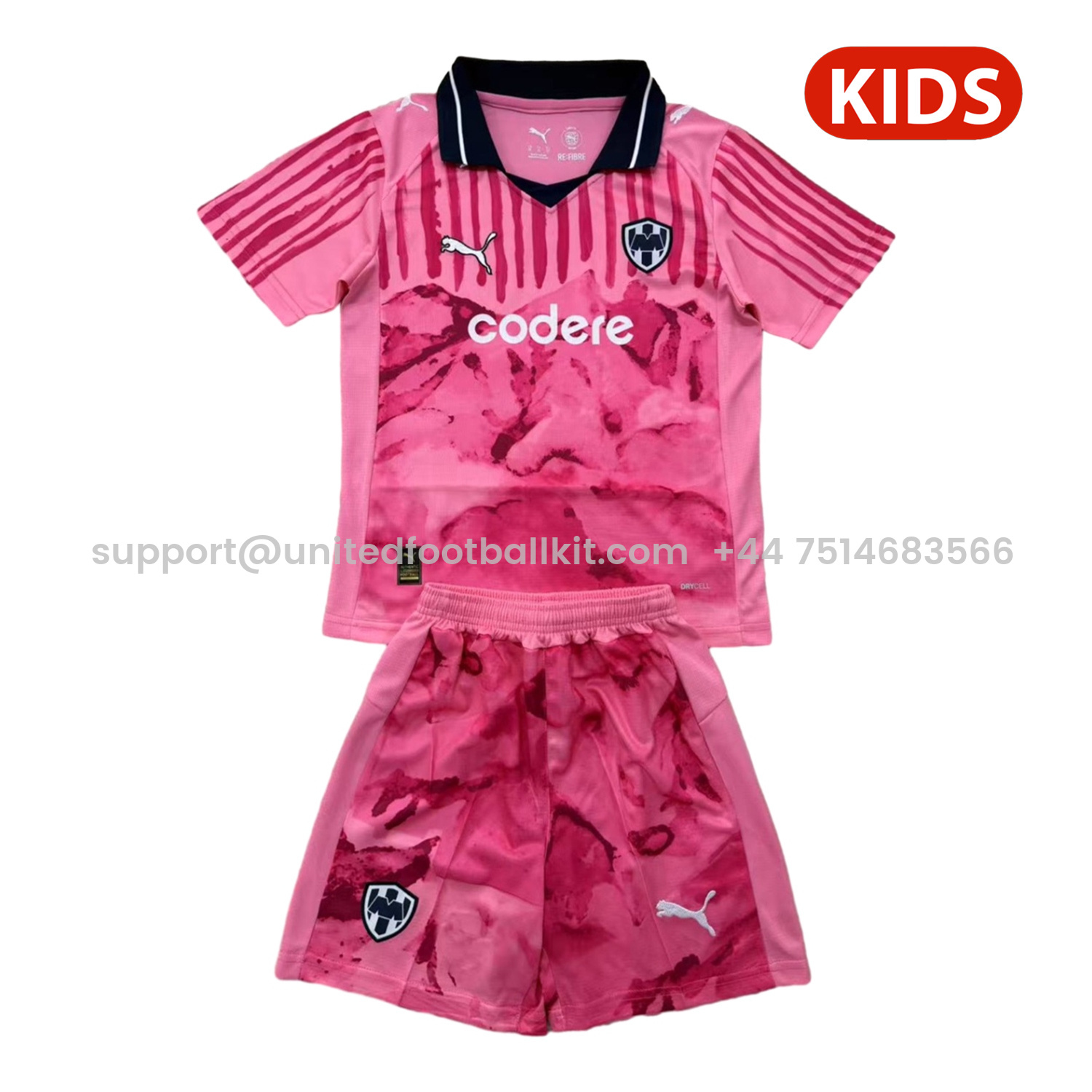 Unitedfootballkit.com | Rayados Monterrey 25-26 Pink Goalkeeper Kids Kit -Customize Name, Number and Patch | Worldwide Shipping