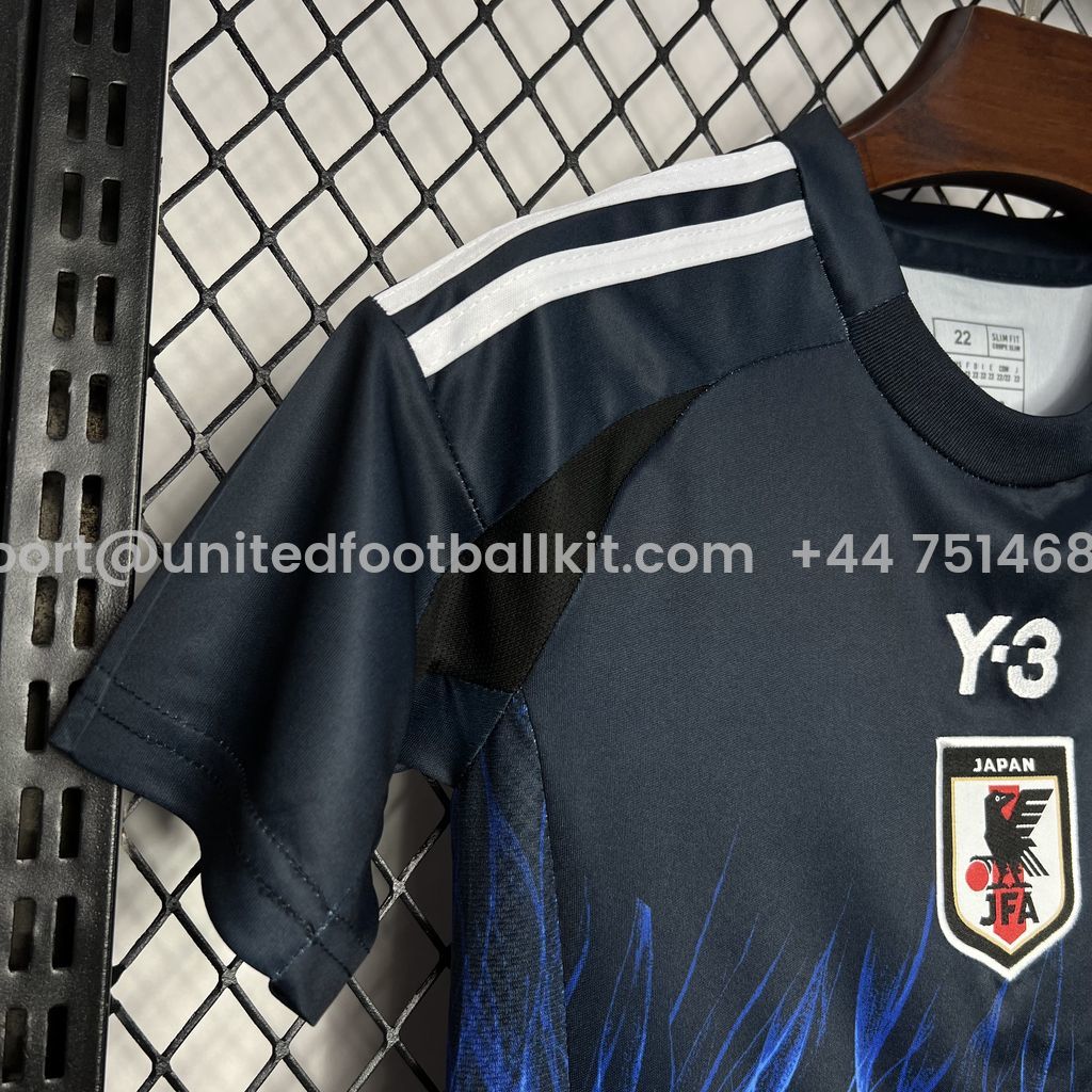 Unitedfootballkit.com | Japan 2024 Y3 Home Stadium Kids Kit -Customize Name, Number and Patch | Worldwide Shipping