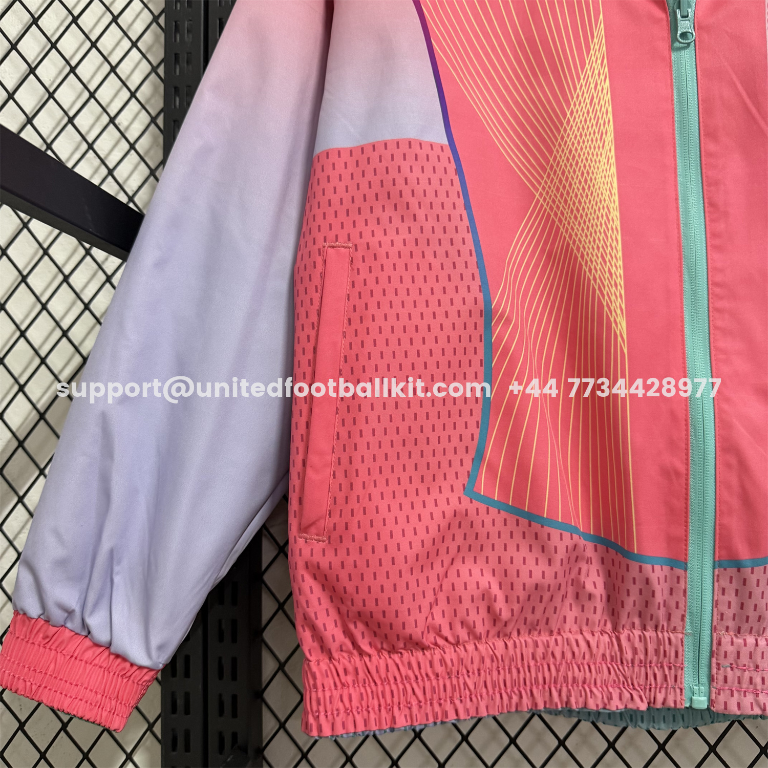 Unitedfootballkit.com | Barcelona 25-26 Double Sided Reversible Windbreaker - Green & Pink -Customize Name, Number and Patch | Worldwide Shipping