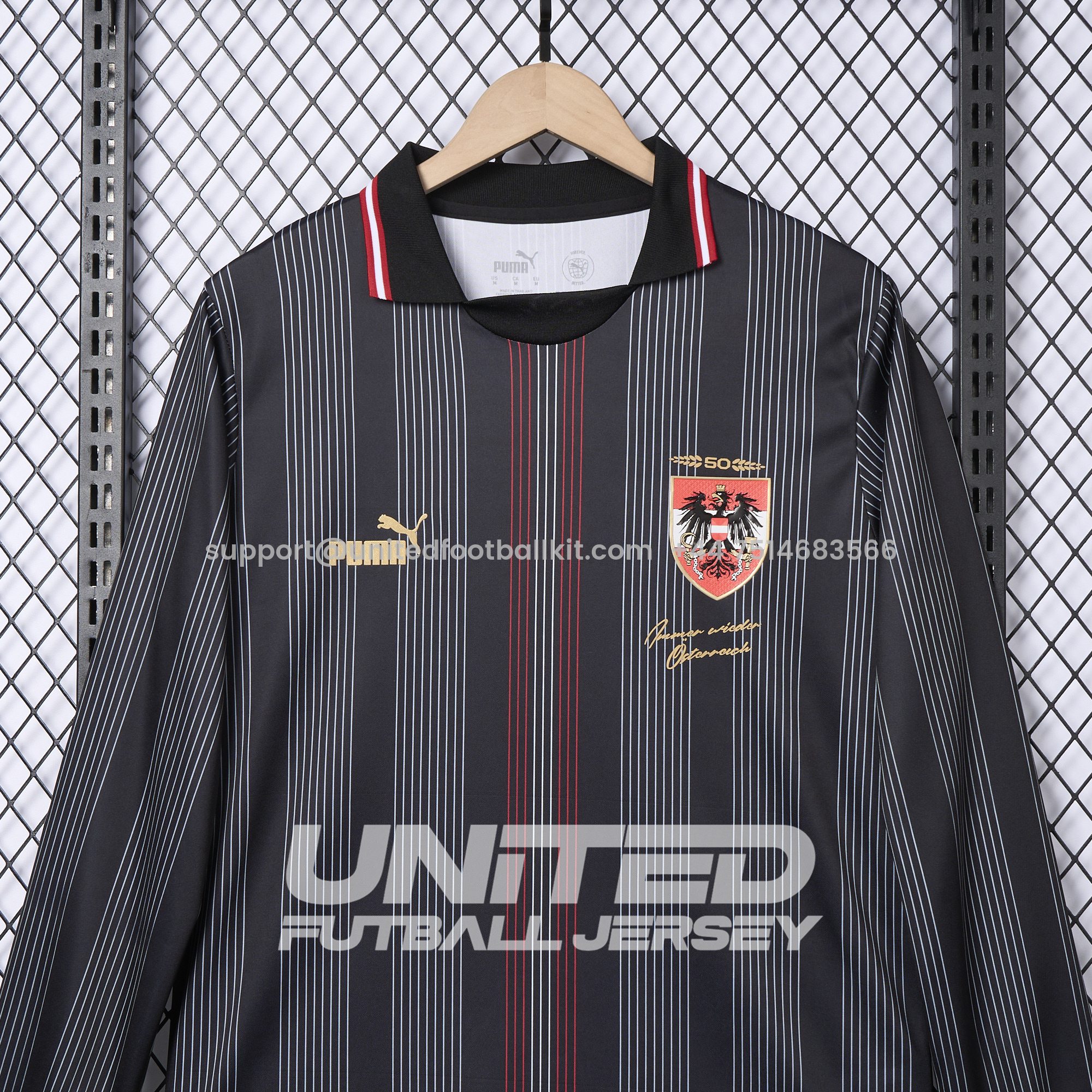 Unitedfootballkit.com | Austria 2024 50th Anniversary Long Sleeve Jersey - Fans Version -Customize Name, Number and Patch | Worldwide Shipping