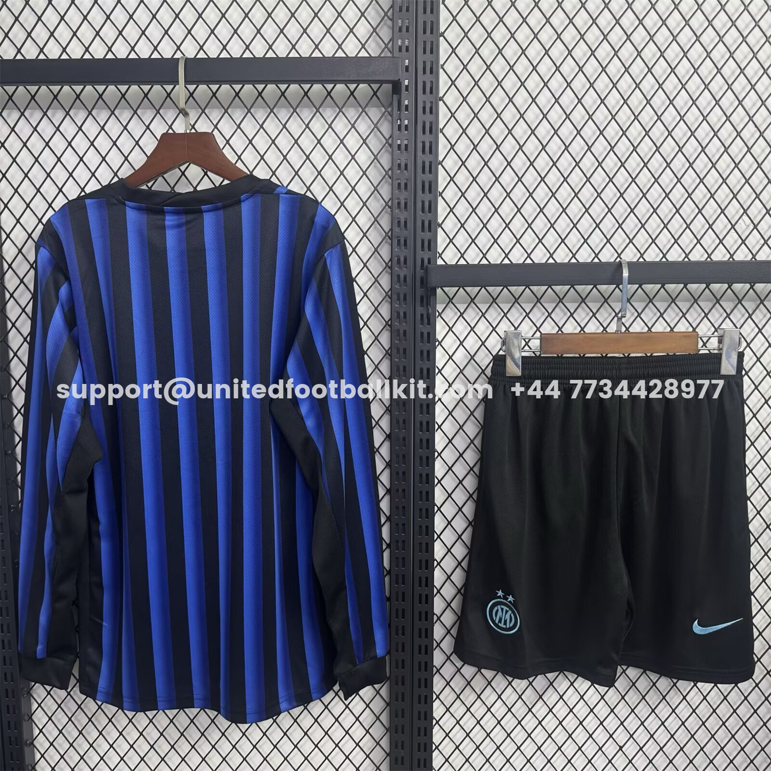 Unitedfootballkit.com | Inter Milan 25-26 Home Long Sleeves Kids Kit -Customize Name, Number and Patch | Worldwide Shipping