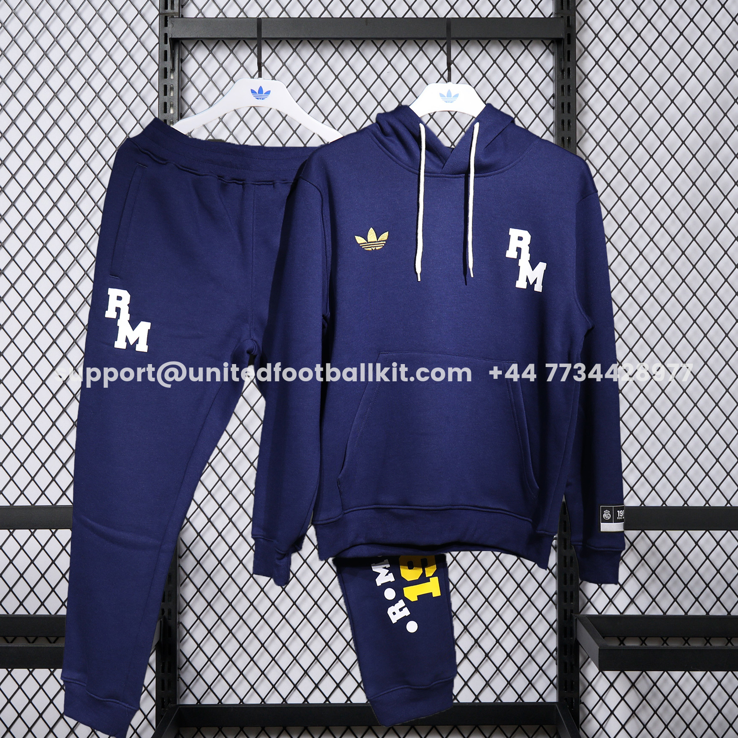 Unitedfootballkit.com | Real Madrid 25-26 Pure Color 1902 Training Set - Dark Blue Top and Dark Blue Pants -Customize Name, Number and Patch | Worldwide Shipping