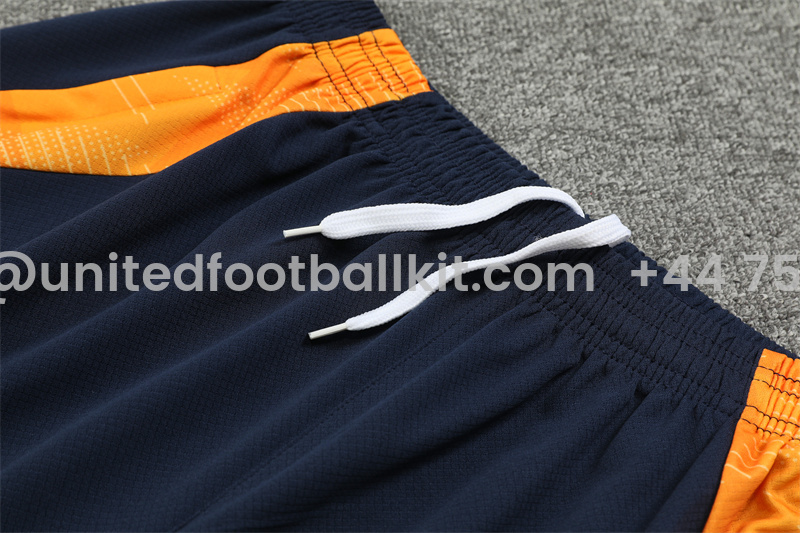 Unitedfootballkit.com | Real Madrid 24-25 Short-Sleeve Training Kids Kit - White & Deep Blue -Customize Name, Number and Patch | Worldwide Shipping