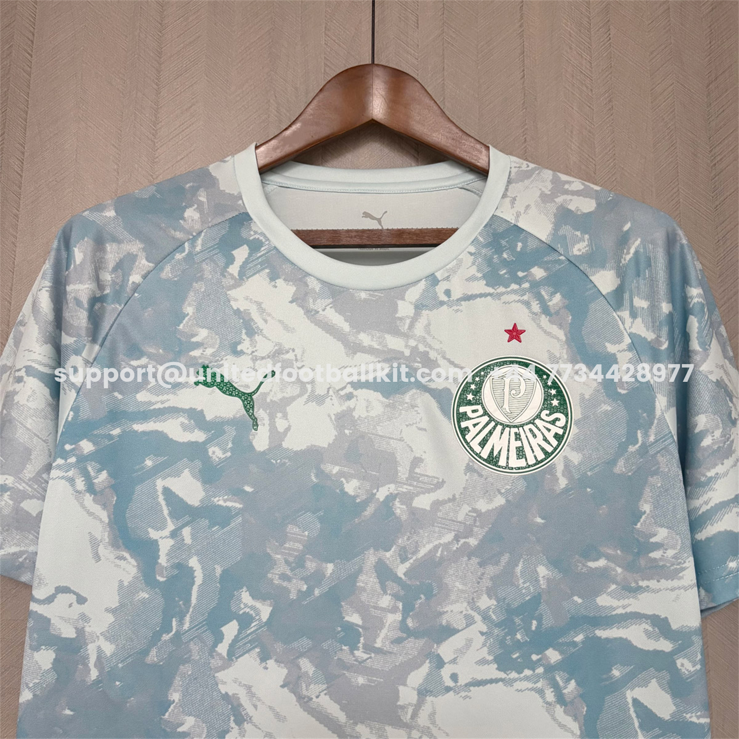 Unitedfootballkit.com | Palmeiras 26-27 Light Mint Blue Pre-Match Jersey - Fans Version -Customize Name, Number and Patch | Worldwide Shipping