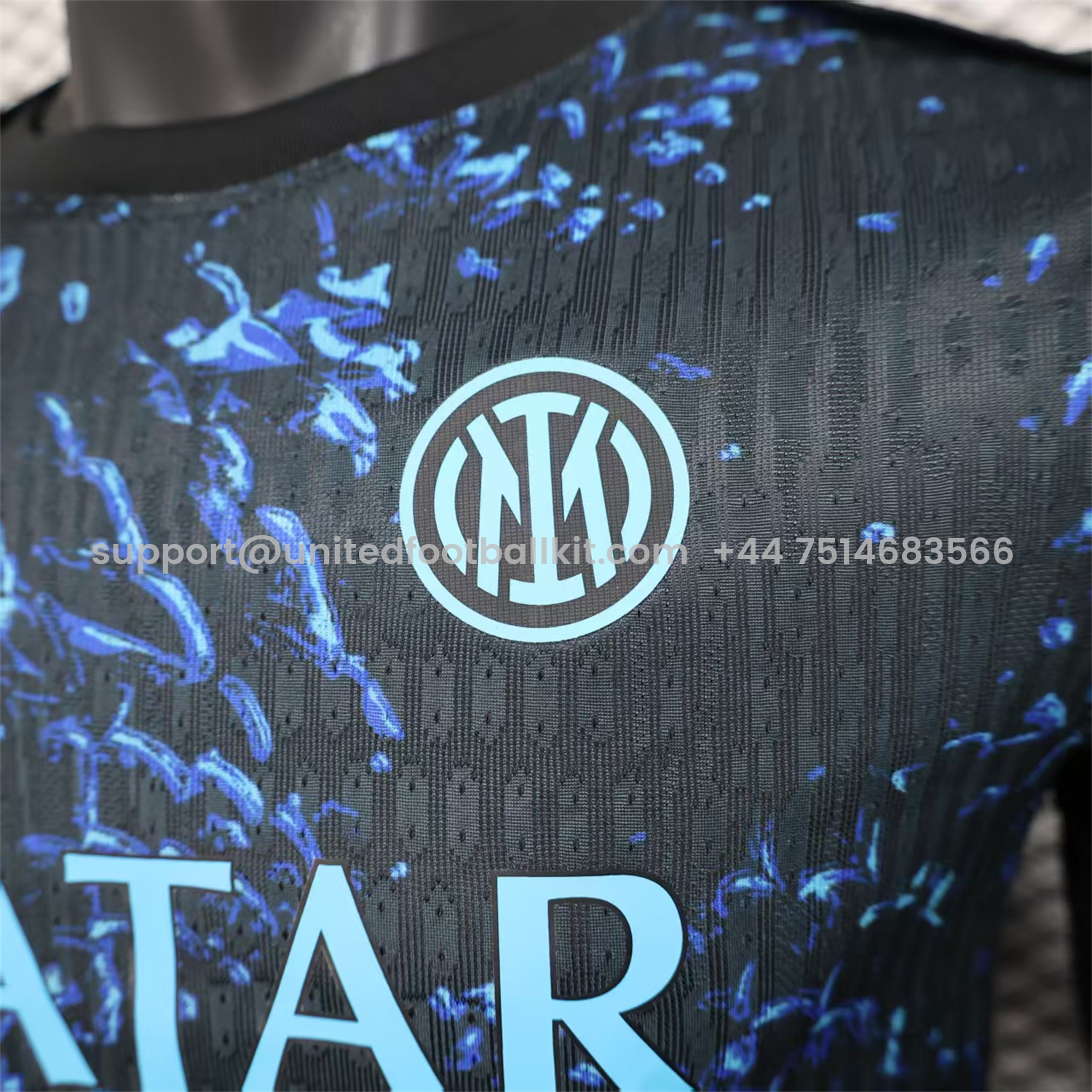 Unitedfootballkit.com | Inter Milan 25-26 Pre-Match Training Jersey Black Blue - Player Version -Customize Name, Number and Patch | Worldwide Shipping