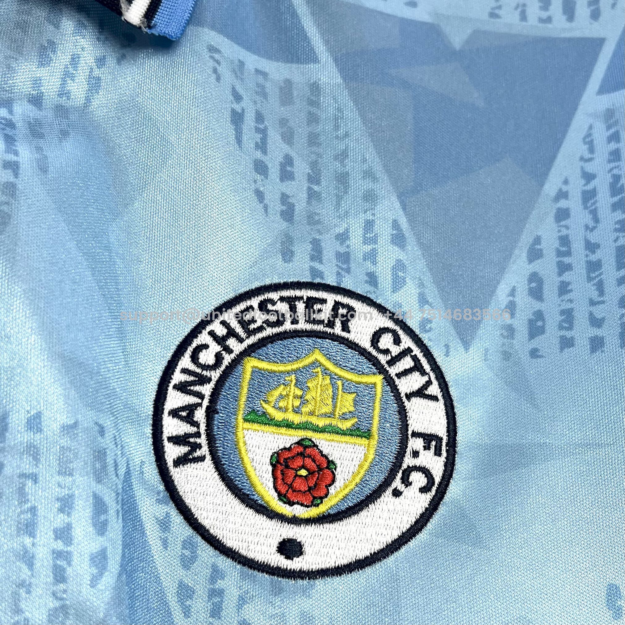 Unitedfootballkit.com | Retro Manchester City 1989-91 Home Jersey -Customize Name, Number and Patch | Worldwide Shipping