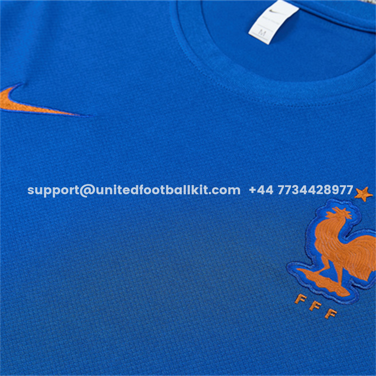 Unitedfootballkit.com | France 2026 Short-Sleeve Training Set - Blue Top & Shorts -Customize Name, Number and Patch | Worldwide Shipping