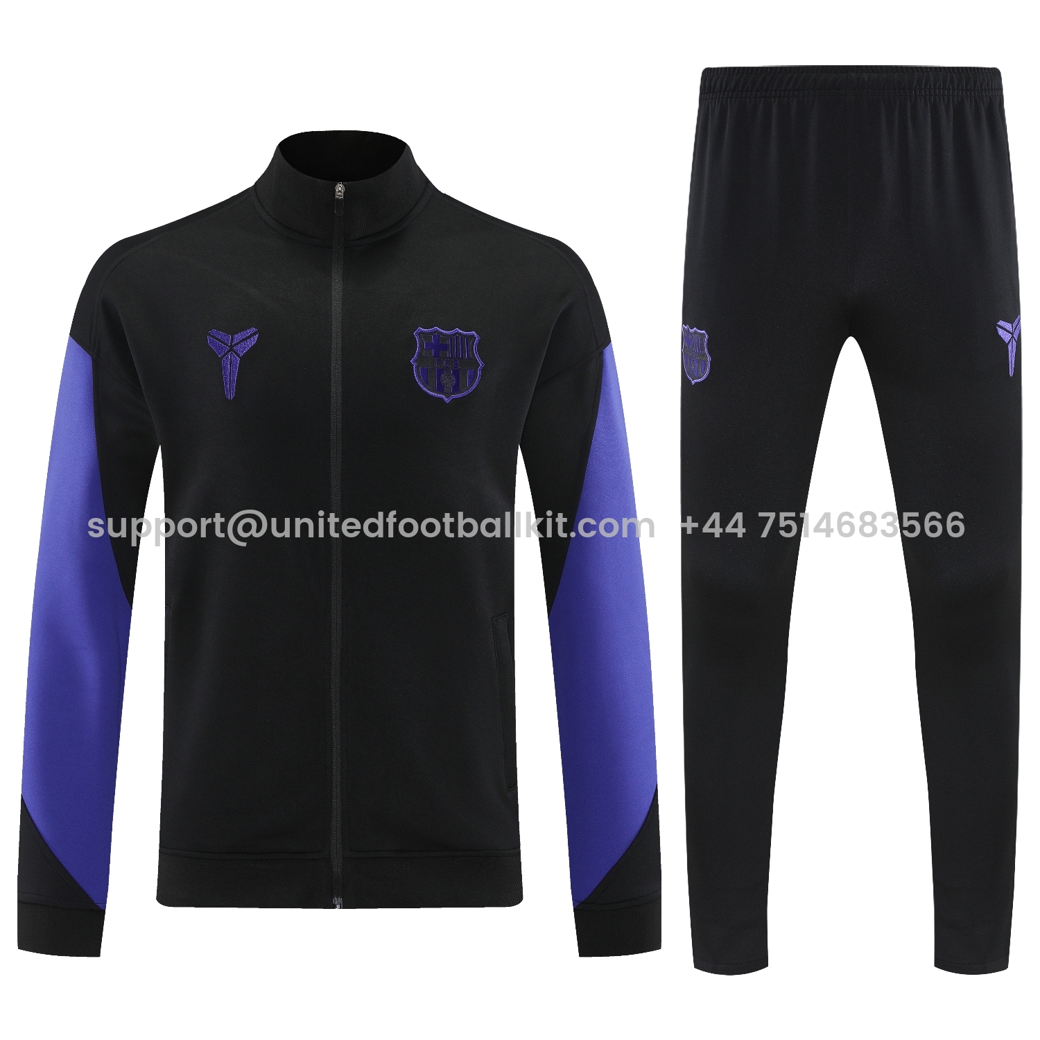 Unitedfootballkit.com | Barcelona 25-26 Jacket Training Tracksuit - Black Purple Jackets & Black Pants -Customize Name, Number and Patch | Worldwide Shipping