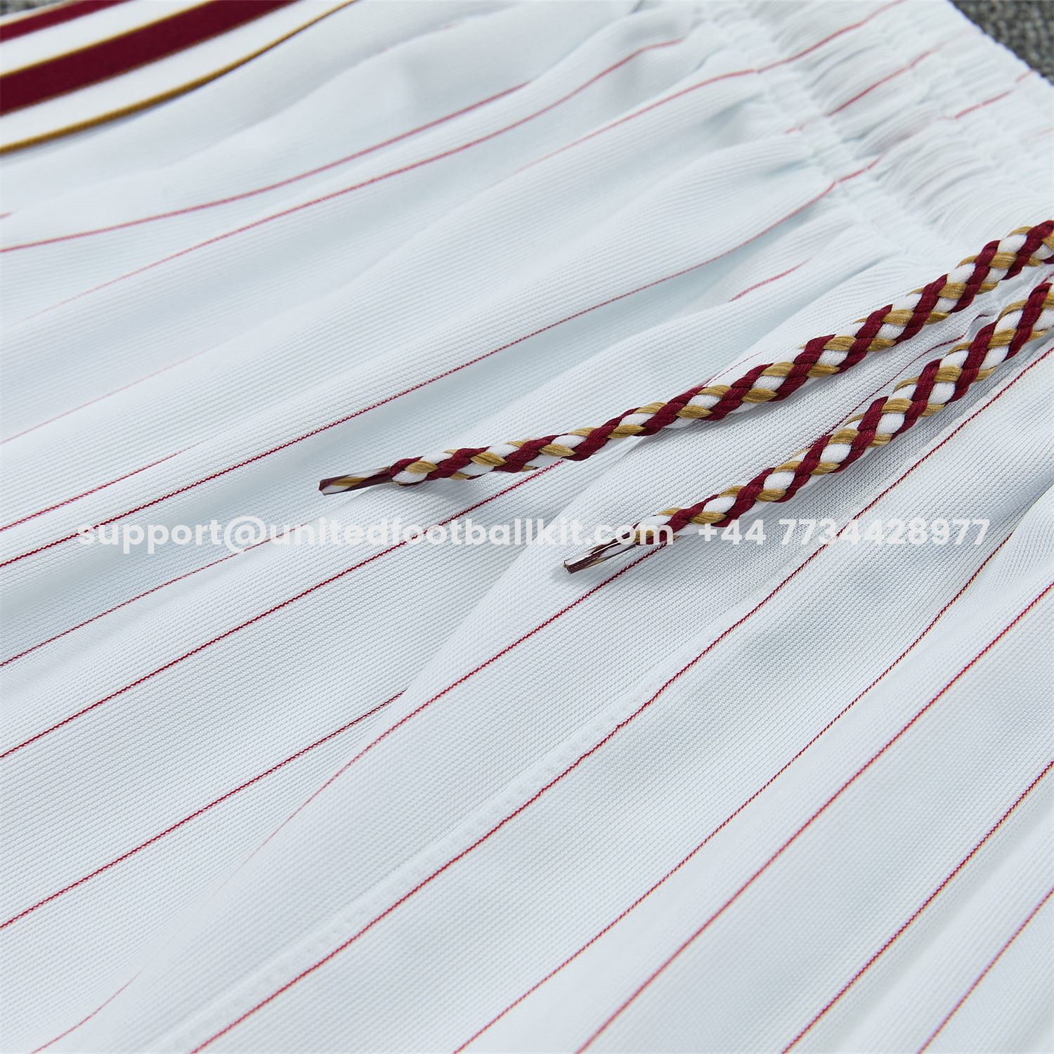 Unitedfootballkit.com | Arsenal 25-26 Retro Style Vest Training Set - White With Burgundy Stripes And Collar Top & Pants -Customize Name, Number and Patch | Worldwide Shipping
