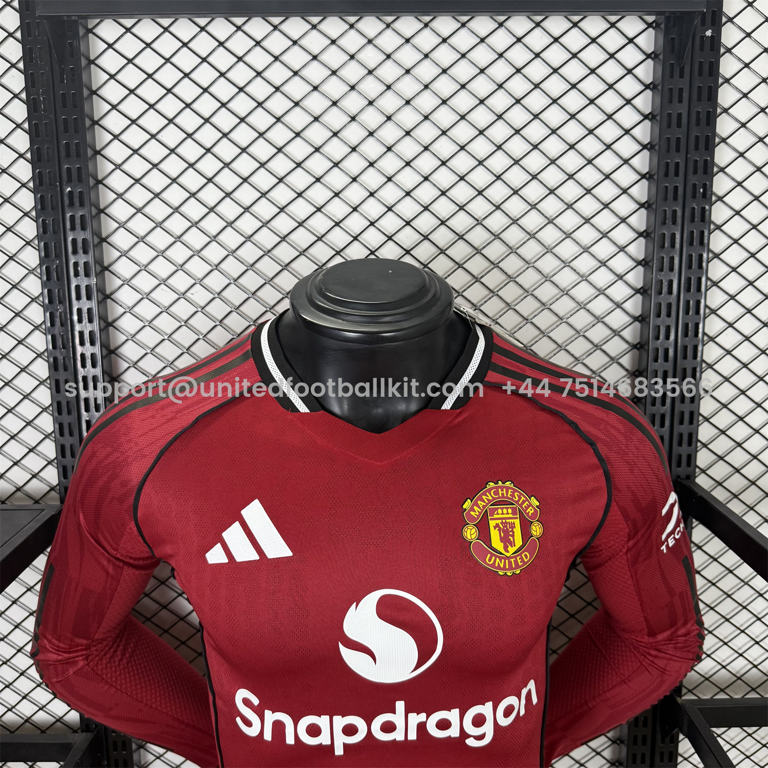 Unitedfootballkit.com | Manchester United 25-26 Home Long Sleeves Jersey - Player Version -Customize Name, Number and Patch | Worldwide Shipping