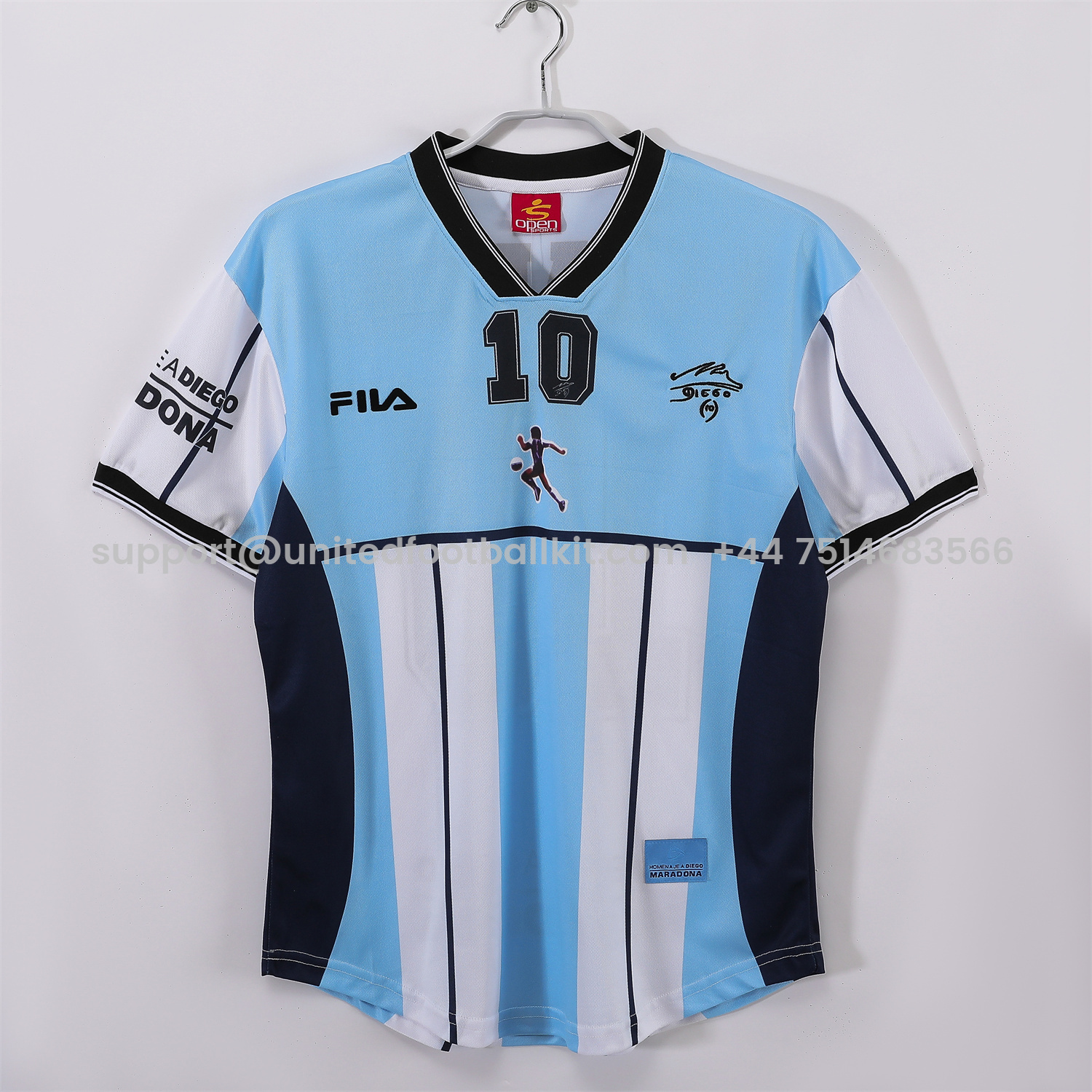 Unitedfootballkit.com | Retro Argentina 2001 Home Maradona Commemorative Jersey -Customize Name, Number and Patch | Worldwide Shipping