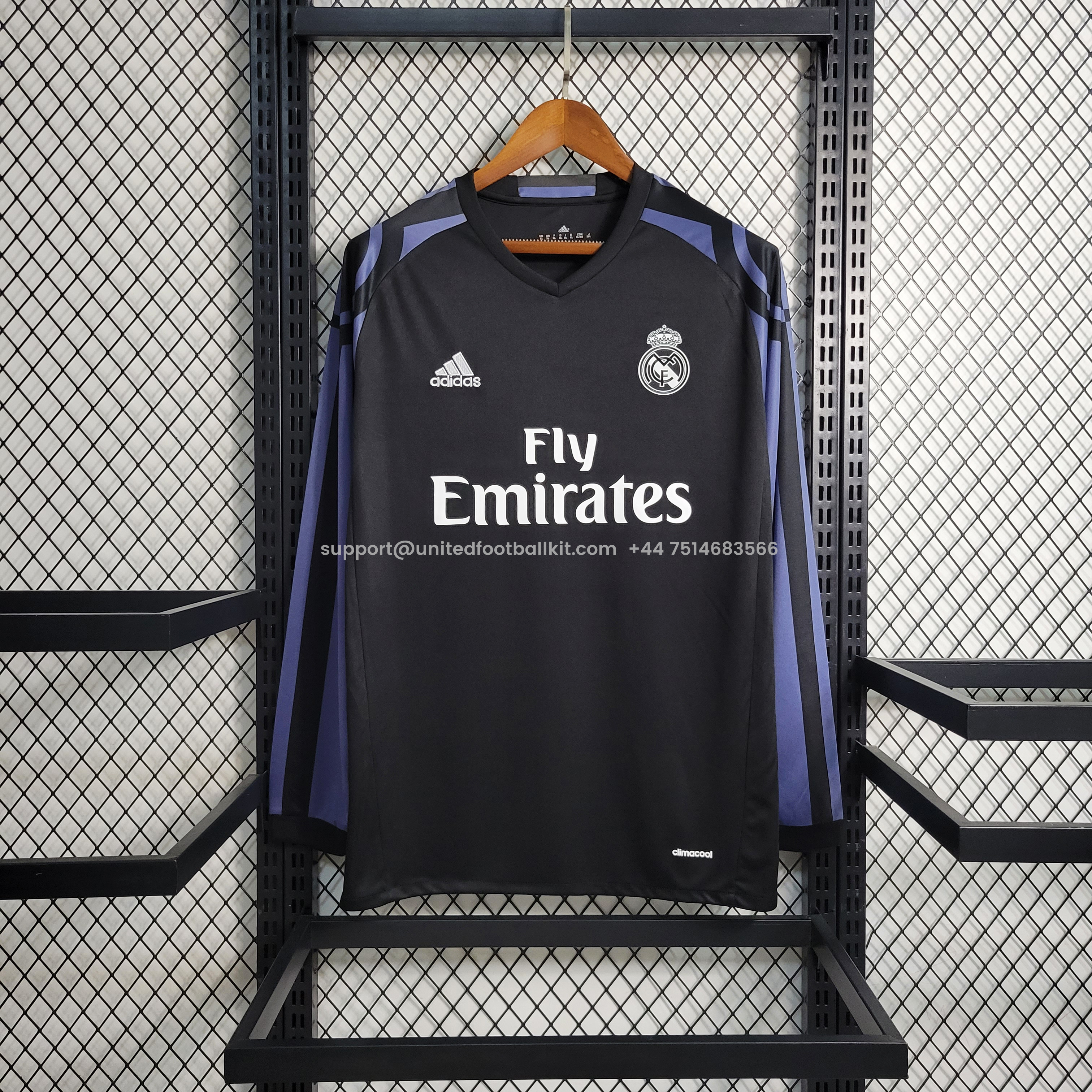 Unitedfootballkit.com | Retro Real Madrid 16-17 Third Long Sleeve Jersey -Customize Name, Number and Patch | Worldwide Shipping