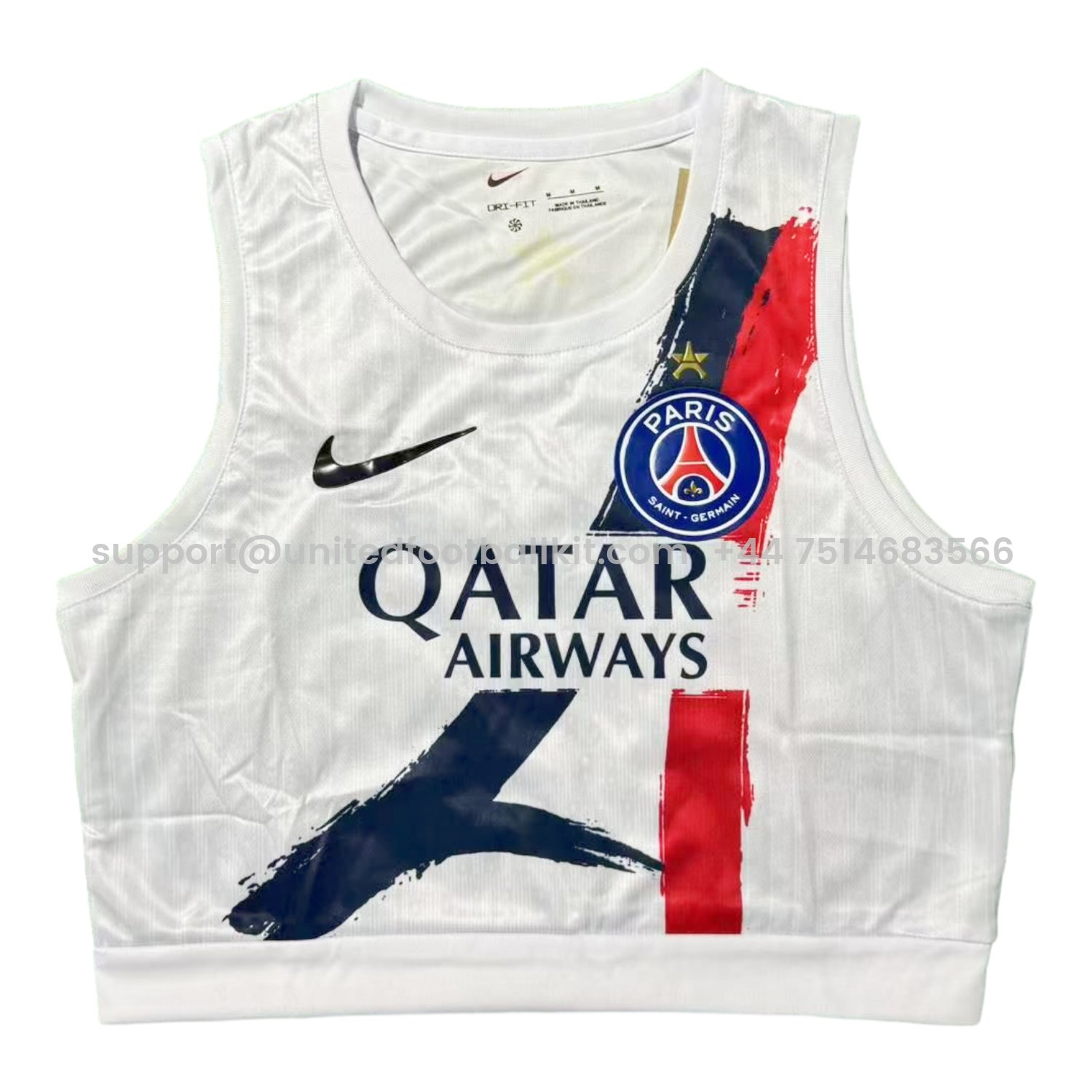 Unitedfootballkit.com | Women's Paris Saint-Germain PSG 24-25 Away White Yoga Vest -Customize Name, Number and Patch | Worldwide Shipping