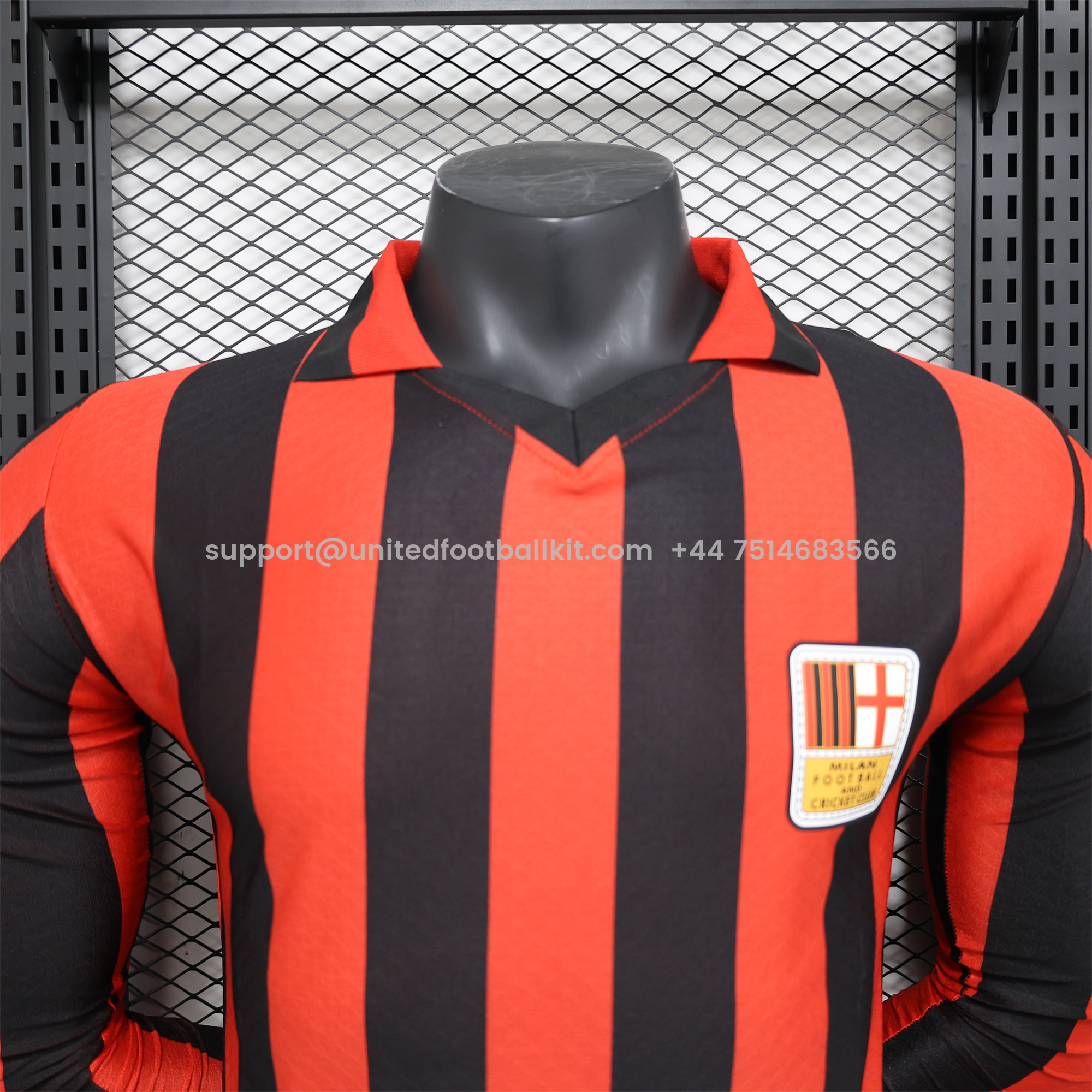 Unitedfootballkit.com | AC Milan 24-25 125th Anniversary Long Sleeves Red Jersey - Player Version -Customize Name, Number and Patch | Worldwide Shipping