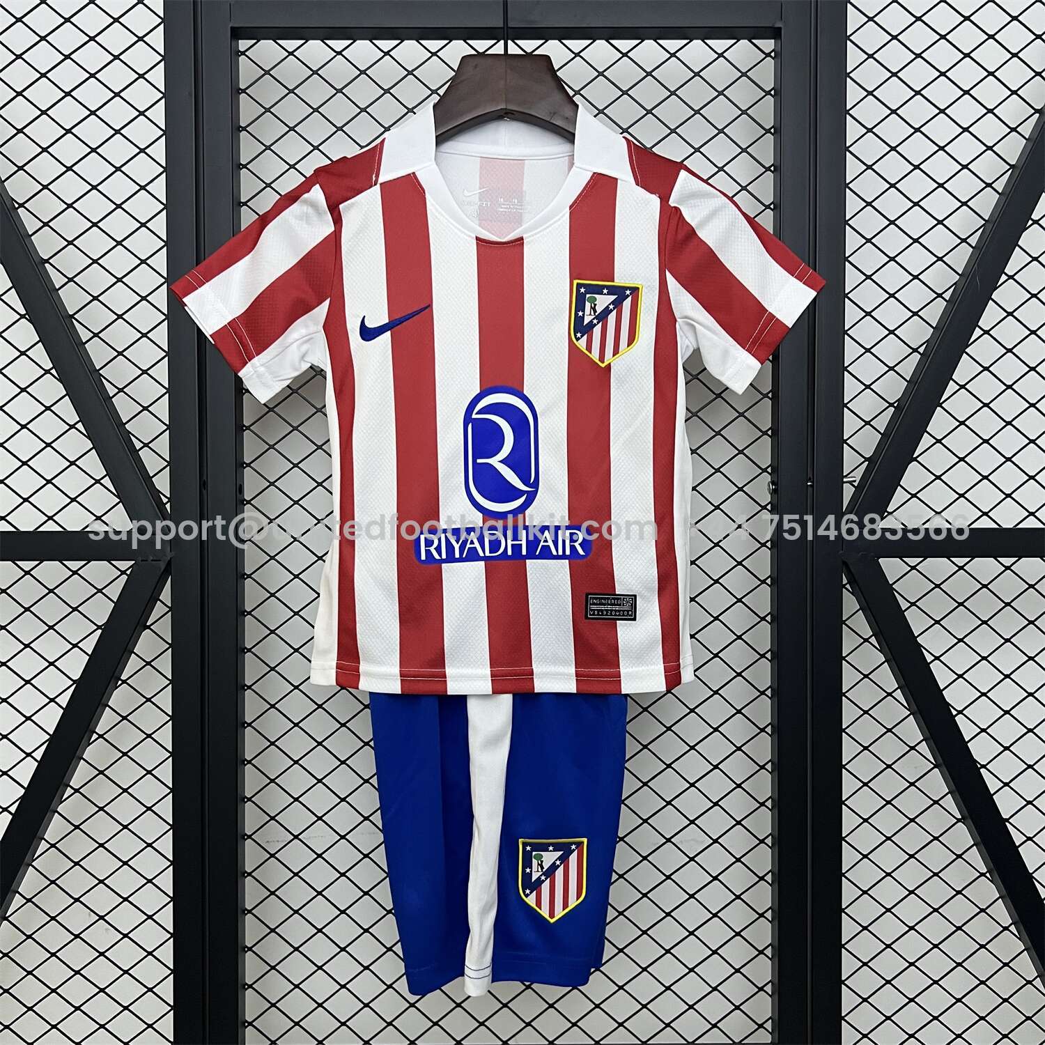 Unitedfootballkit.com | Atletico Madrid 25-26 Home Kids Kit -Customize Name, Number and Patch | Worldwide Shipping