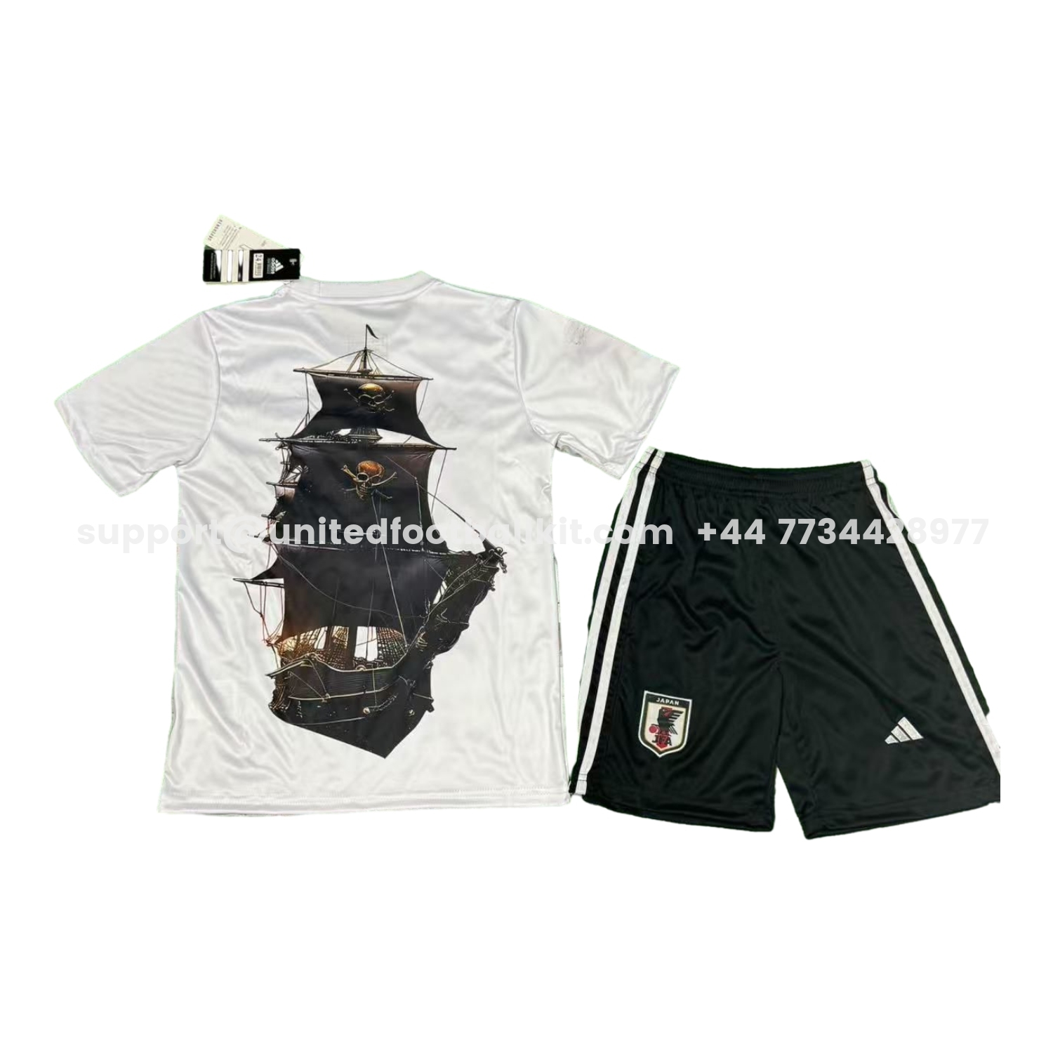 Unitedfootballkit.com | Japan 25-26 Luffy And Skull White Special Kids Kit -Customize Name, Number and Patch | Worldwide Shipping