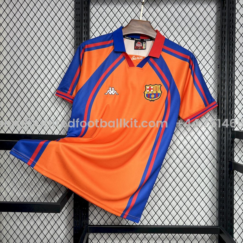 Unitedfootballkit.com | Retro Barcelona 1997-98 European Away Jersey -Customize Name, Number and Patch | Worldwide Shipping