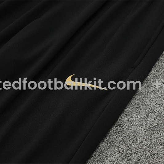 Unitedfootballkit.com | Barcelona 24-25 Kids Long Sleeve Training Set - Player Version - Black Gold -Customize Name, Number and Patch | Worldwide Shipping