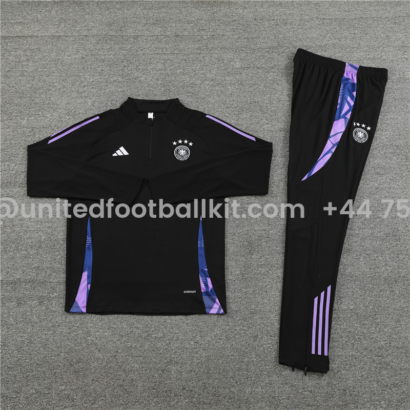 Unitedfootballkit.com | Germany 2024 Long Sleeve Training Set - Black -Customize Name, Number and Patch | Worldwide Shipping