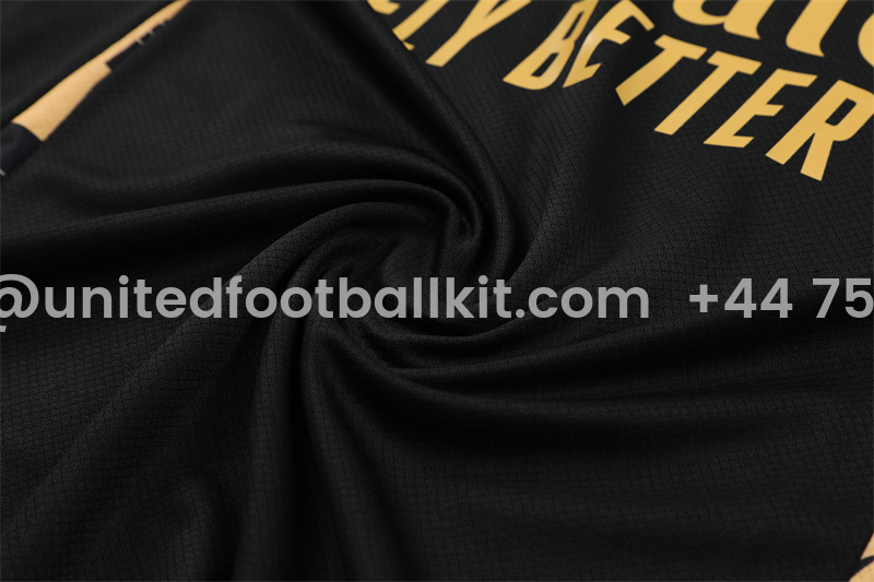 Unitedfootballkit.com | Real Madrid 24-25 Short-Sleeve Training Set - Black Gold -Customize Name, Number and Patch | Worldwide Shipping