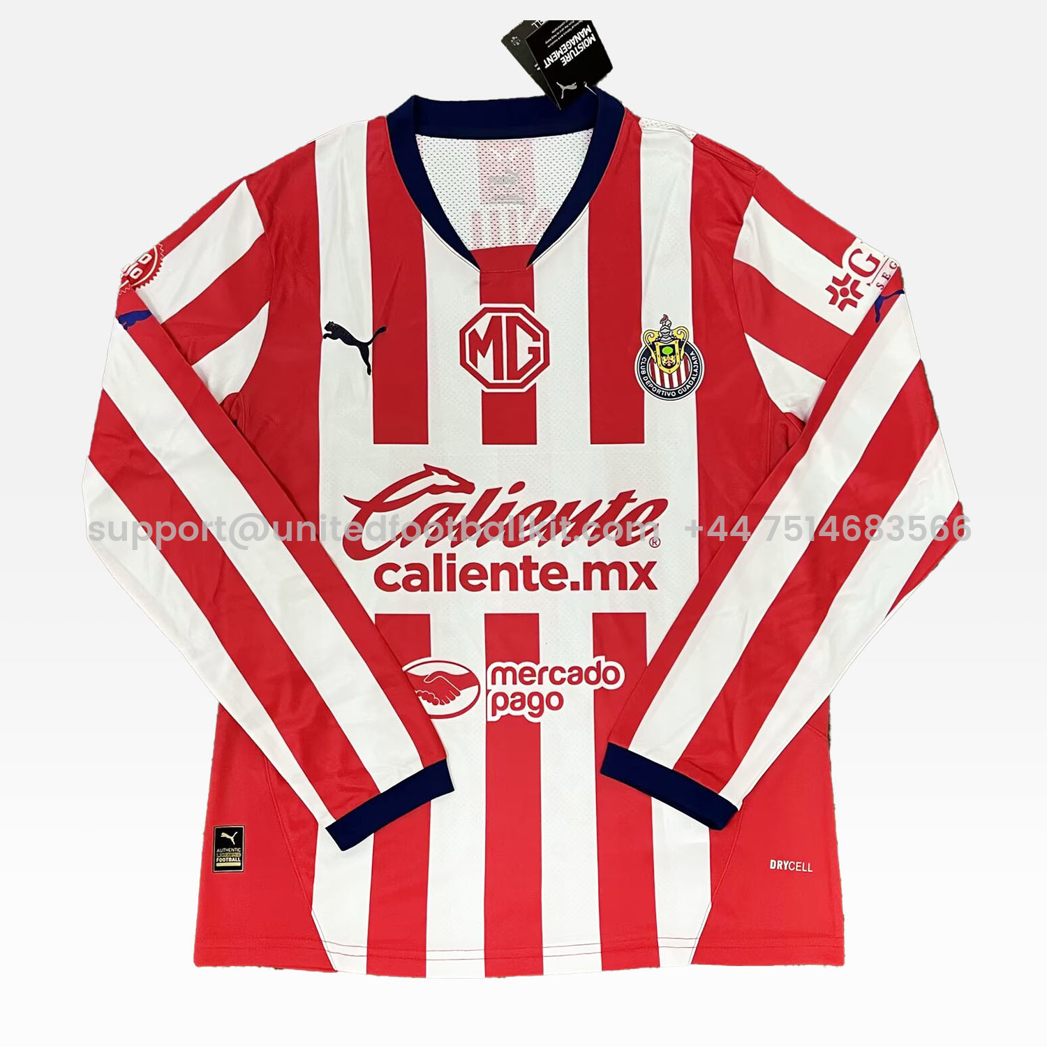 Unitedfootballkit.com | Chivas de Guadalajara 24-25 Home Long Sleeve Jersey - Fans Version -Customize Name, Number and Patch | Worldwide Shipping
