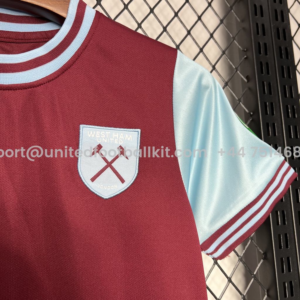 Unitedfootballkit.com | West Ham United 24-25 Home Stadium Kids Kit -Customize Name, Number and Patch | Worldwide Shipping