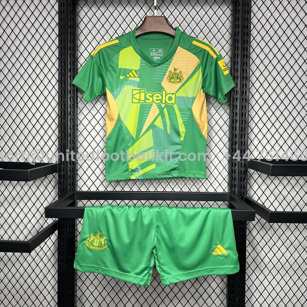 Unitedfootballkit.com | Newcastle United 24-25 Green Goalkeeper Kids Kit -Customize Name, Number and Patch | Worldwide Shipping