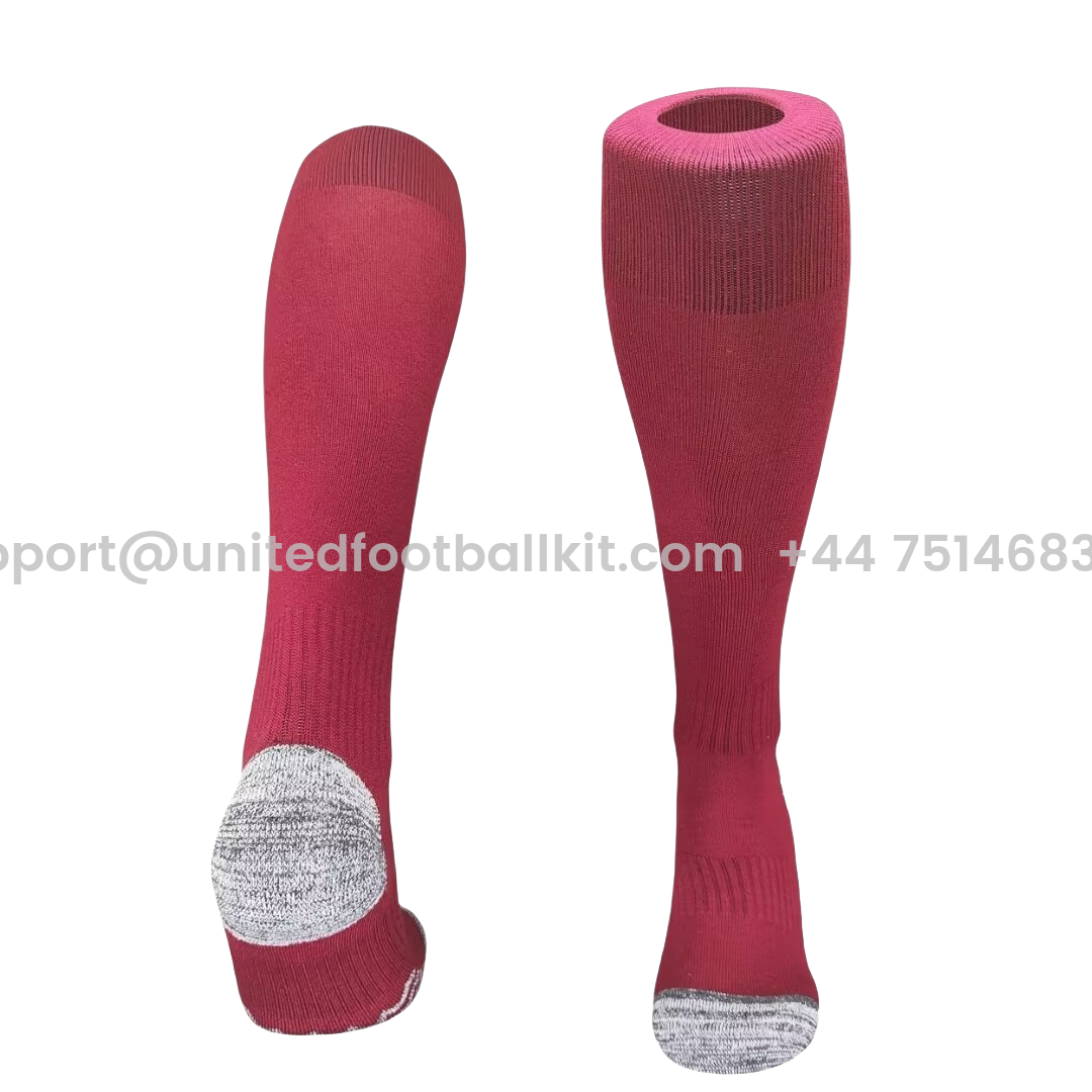 Unitedfootballkit.com | AS Roma 24-25 Home Socks - Red -Customize Name, Number and Patch | Worldwide Shipping