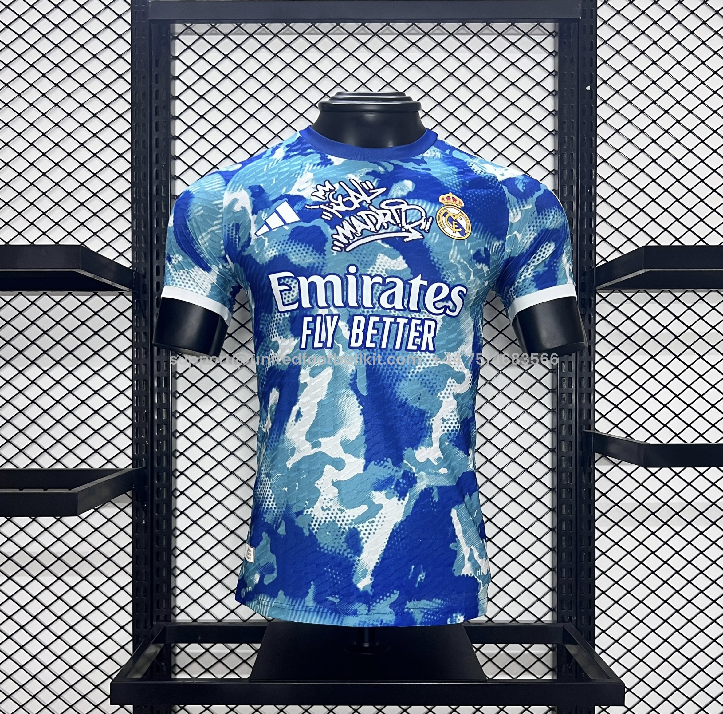 Unitedfootballkit.com | Real Madrid 24-25 Blue Watercolor Special Edition Jersey - Player Version -Customize Name, Number and Patch | Worldwide Shipping