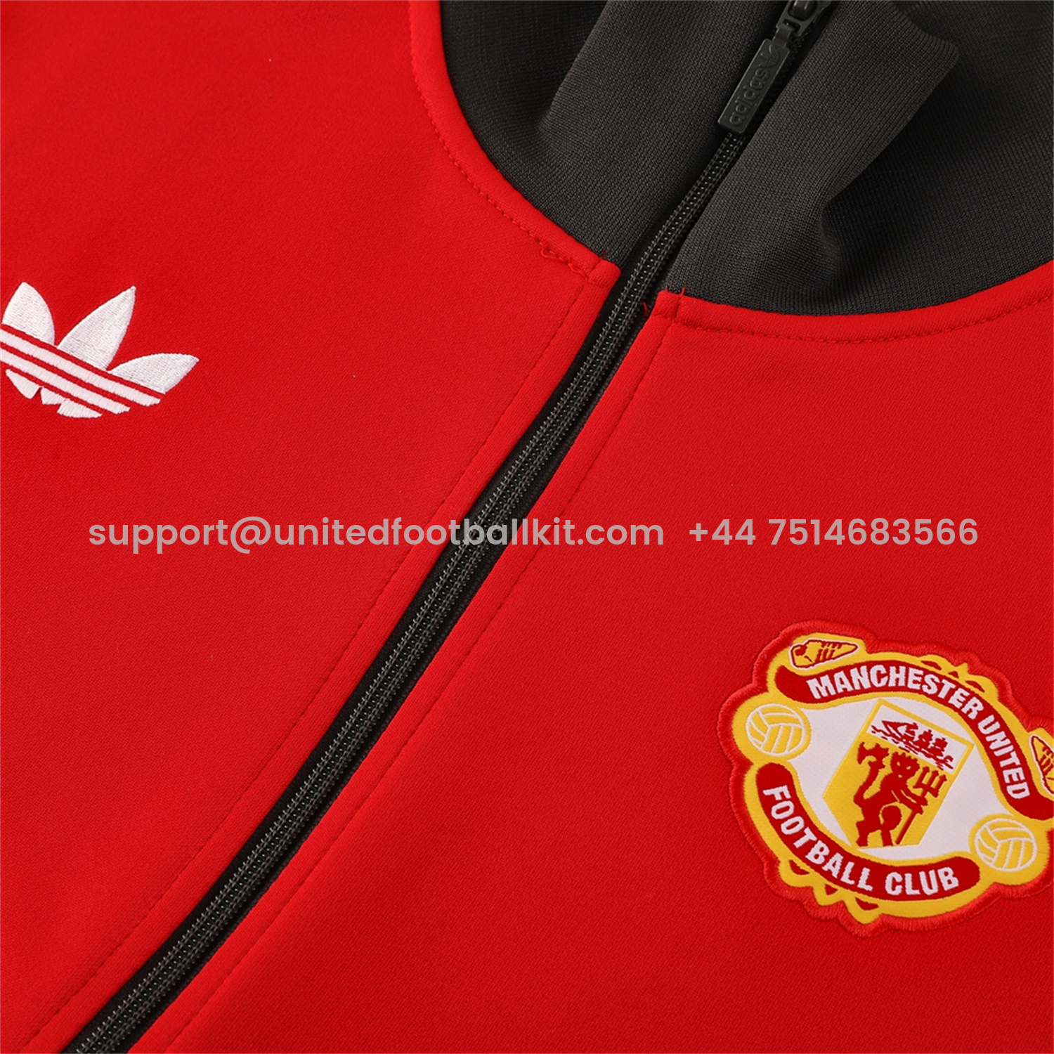 Unitedfootballkit.com | Manchester United 24-25 Throwback Jacket Training Tracksuit - Red Jackets & Grey Pants -Customize Name, Number and Patch | Worldwide Shipping