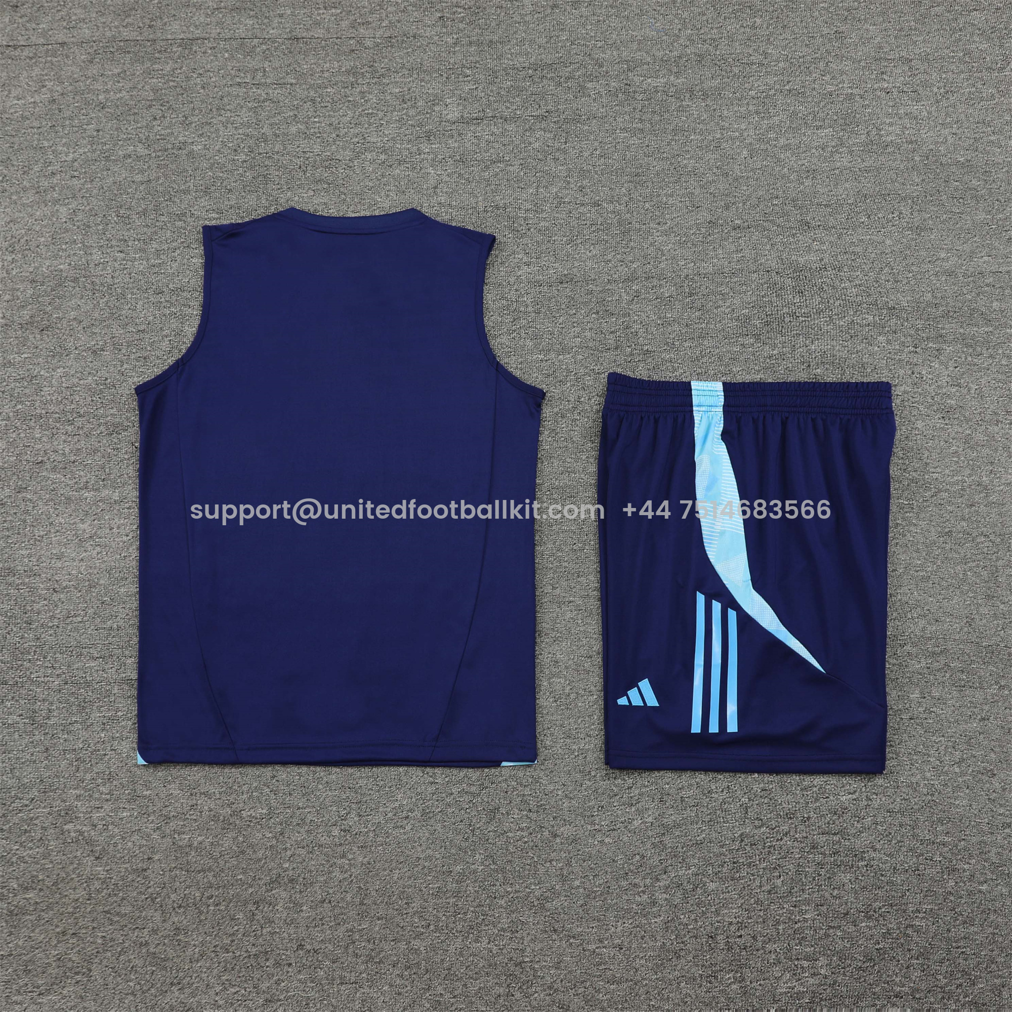 Unitedfootballkit.com | Arsenal 24-25 Vest Training Set - Blue -Customize Name, Number and Patch | Worldwide Shipping