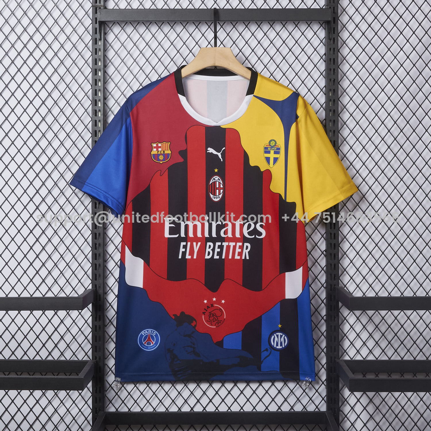 Unitedfootballkit.com | Zlatan Ibrahimović Career Commemorative Jersey - Fans Version - AC Milan Inter Milan Barcelona Ajax Paris Saint-Germain PSG Sweden -Customize Name, Number and Patch | Worldwide Shipping